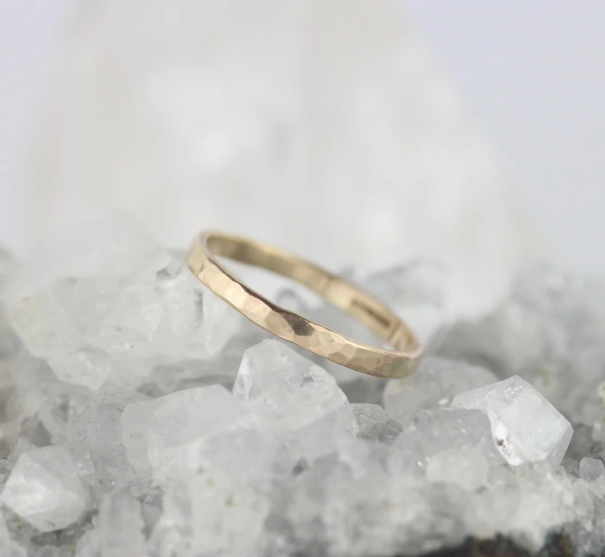 slim hammered yellow gold delicate ring