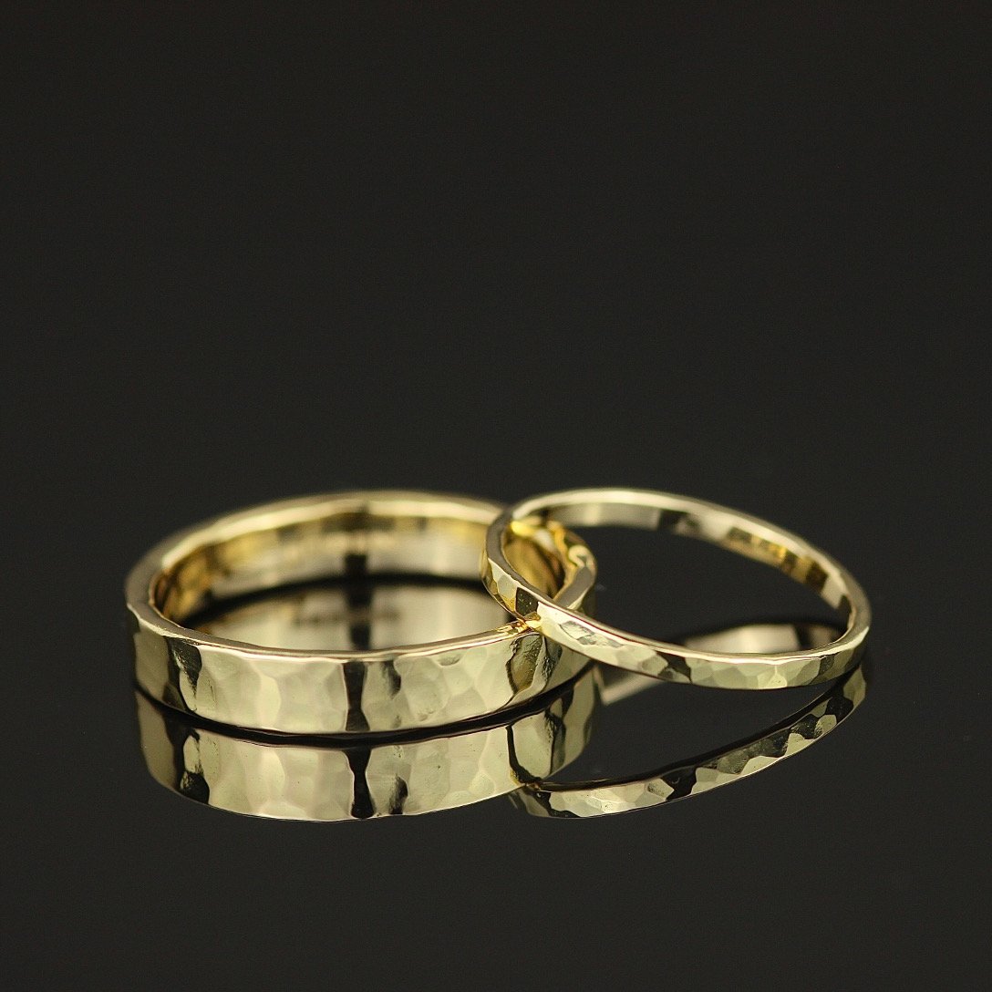 18ct+gold+hammered+his+%26+hers+wedding+bands+Marcia+Vidal+2.jpg