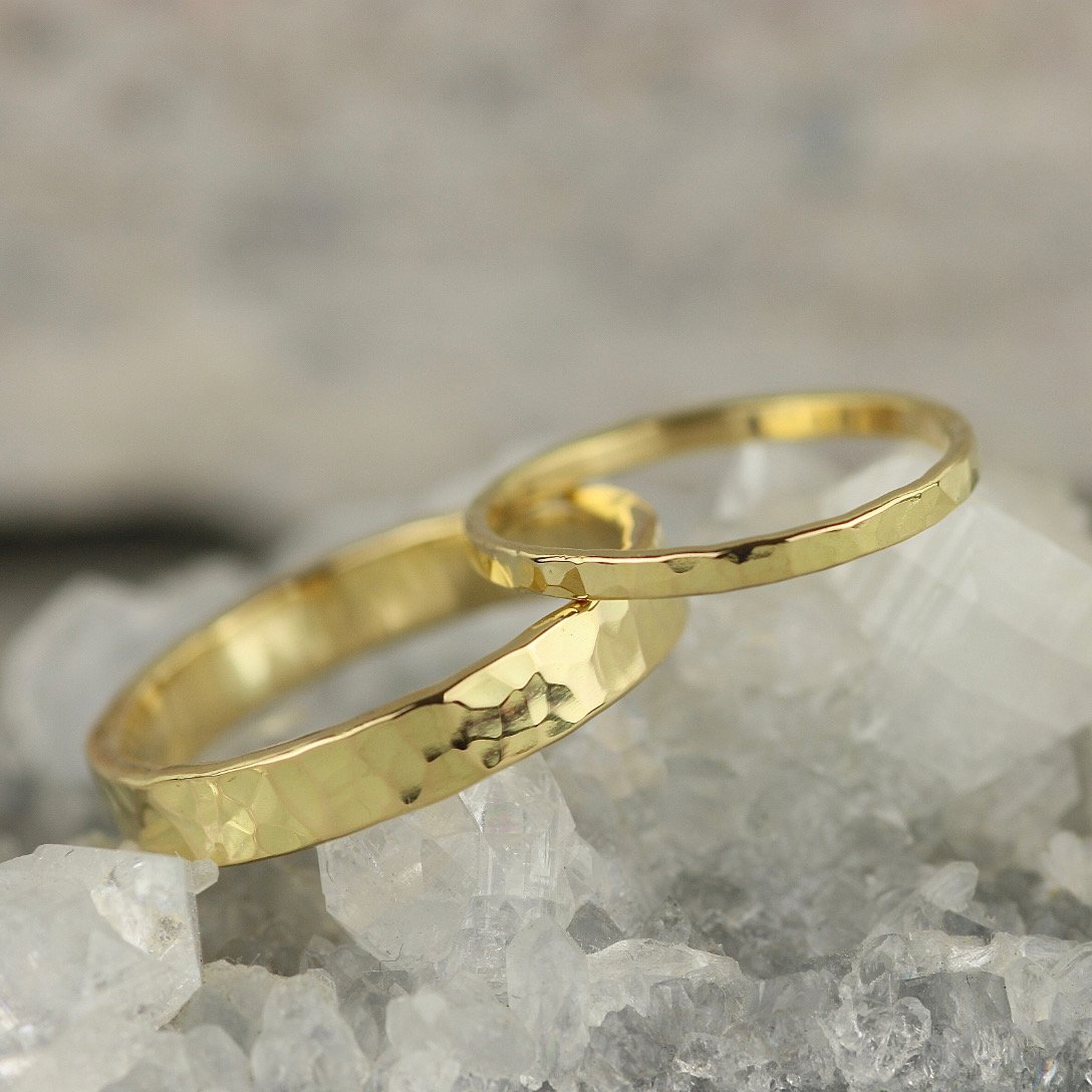 18ct+gold+hammered+his+%26+hers+wedding+bands+Marcia+Vidal.jpg