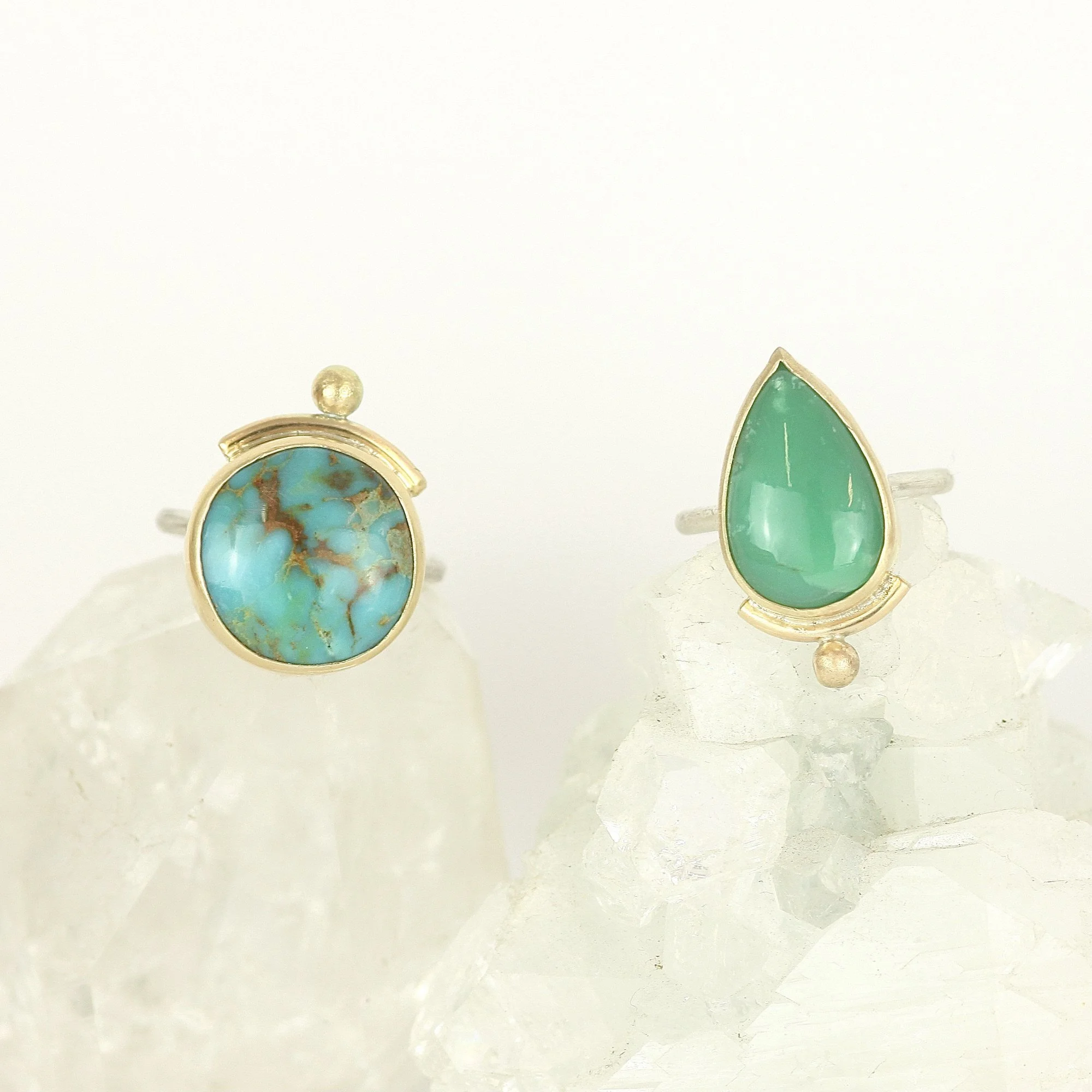 9ct+%26+Silver+Turquoise+%26+Chrysoprase+Rings.JPG