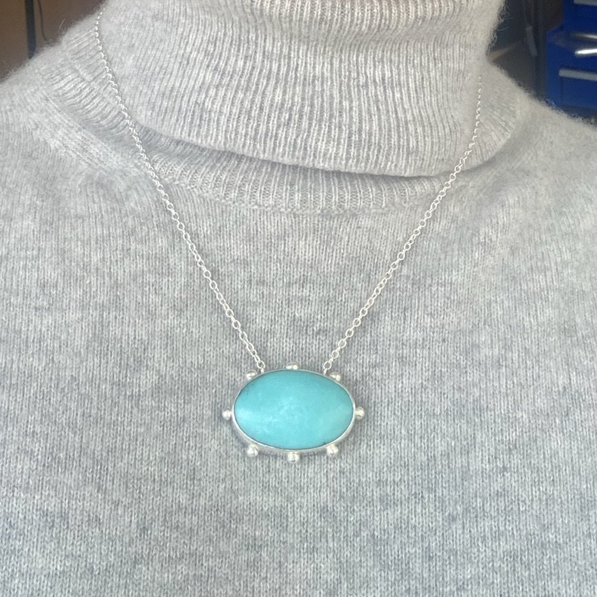 large turquoise oval silver studded necklace 4.jpg