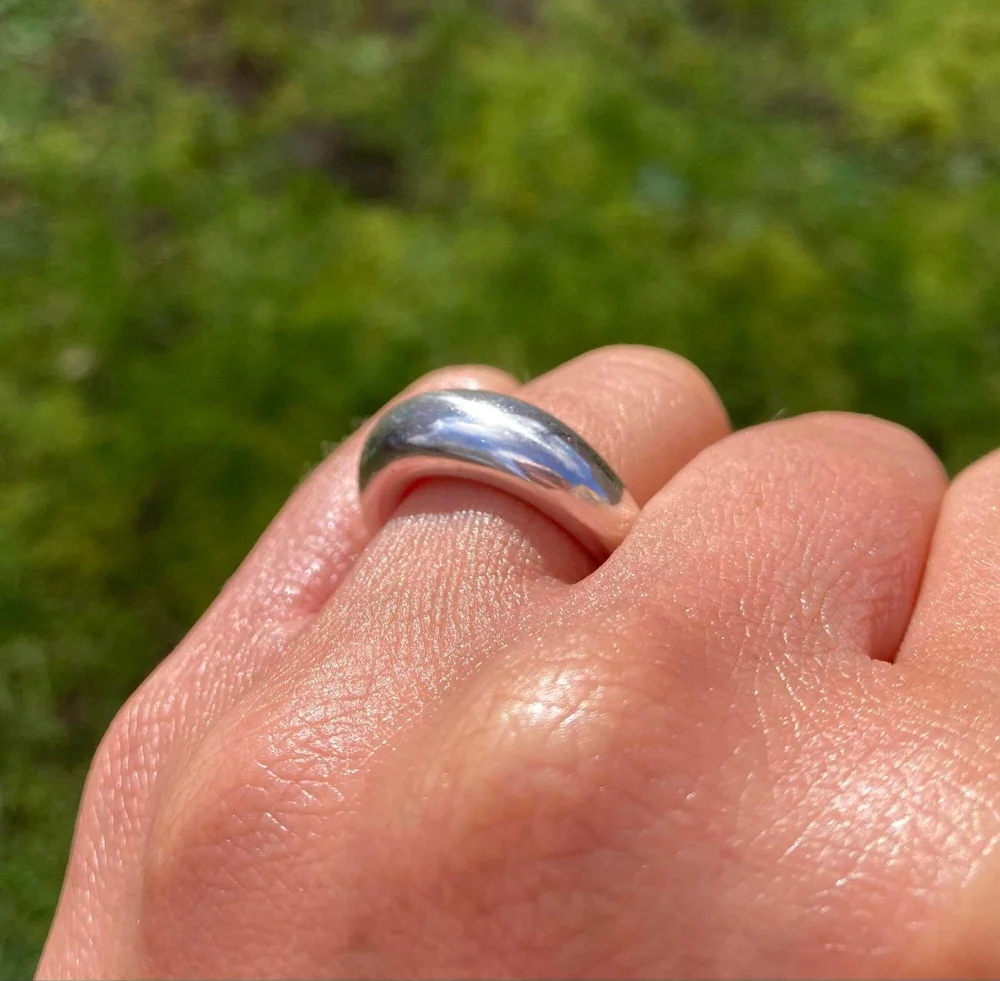 Solid Dome Ring, 925 Sterling Silver Chunky Band, Heavy Mens Dome Ring, Statement Ring, Plain Half Rounded Dome Ring, 6 mm Wide Band Ring