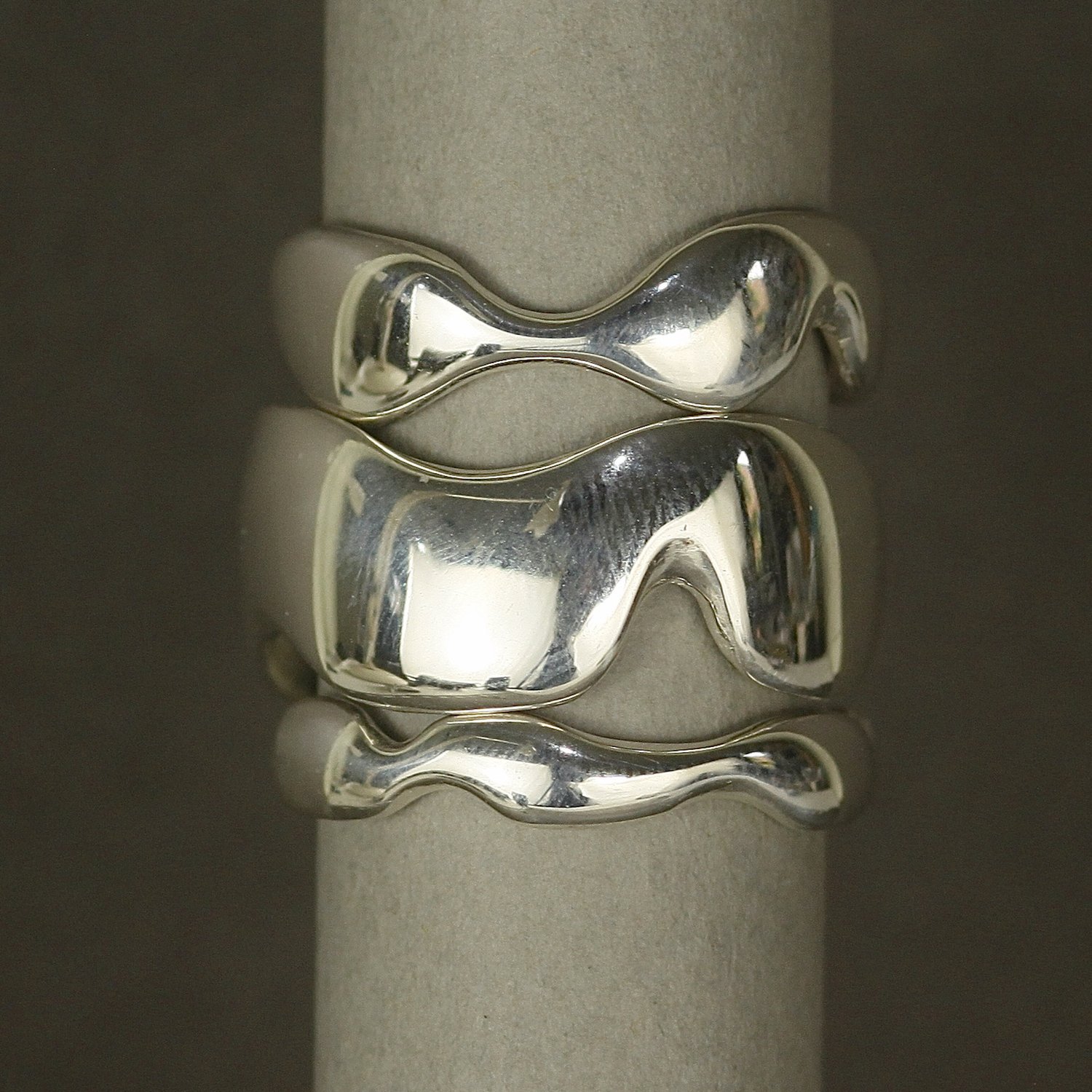 Surrealist Sterling Silver Fluid Form Ring Collection.JPG