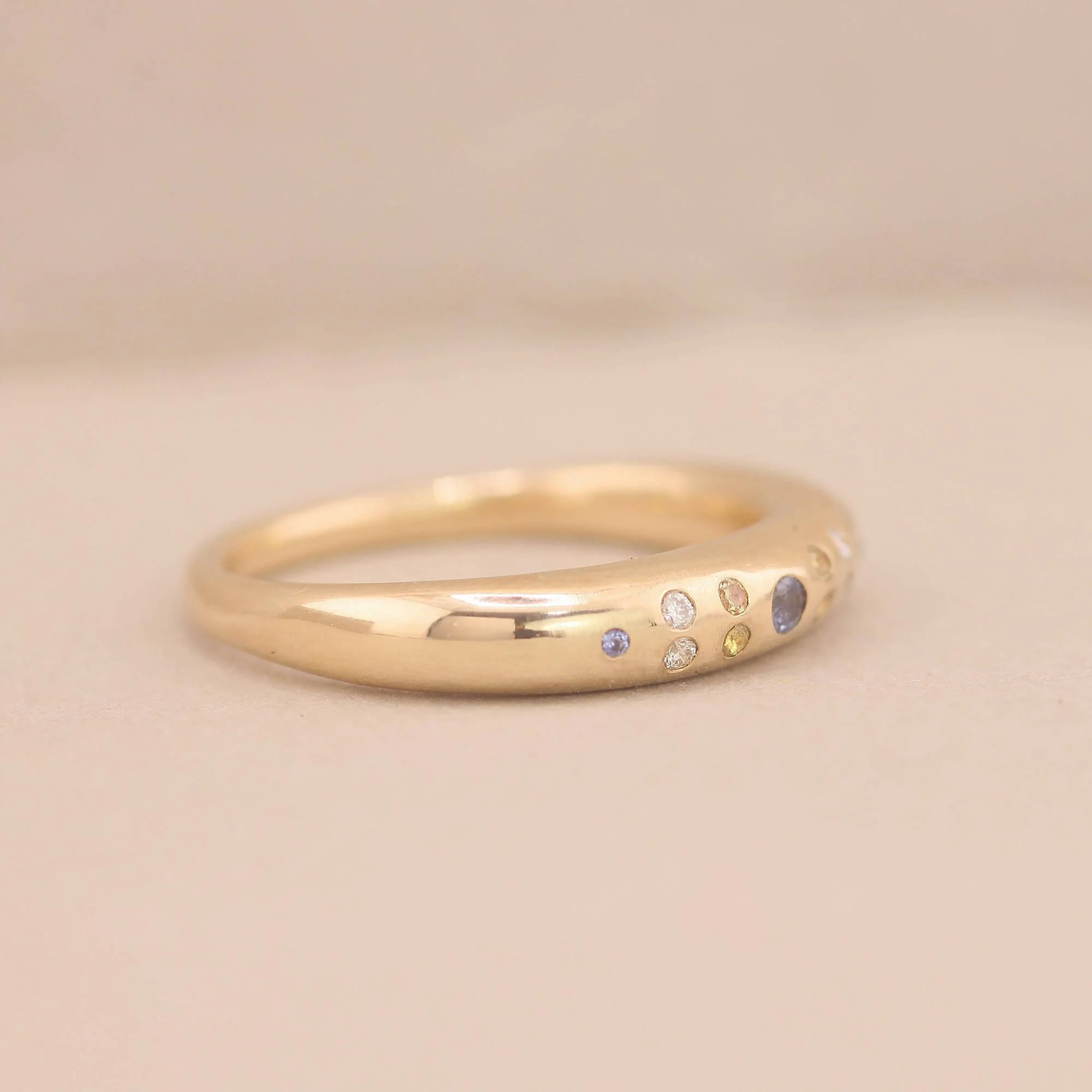 9ct recycled gold Caribbean Wanderlust Diamond sapphire ring.JPG