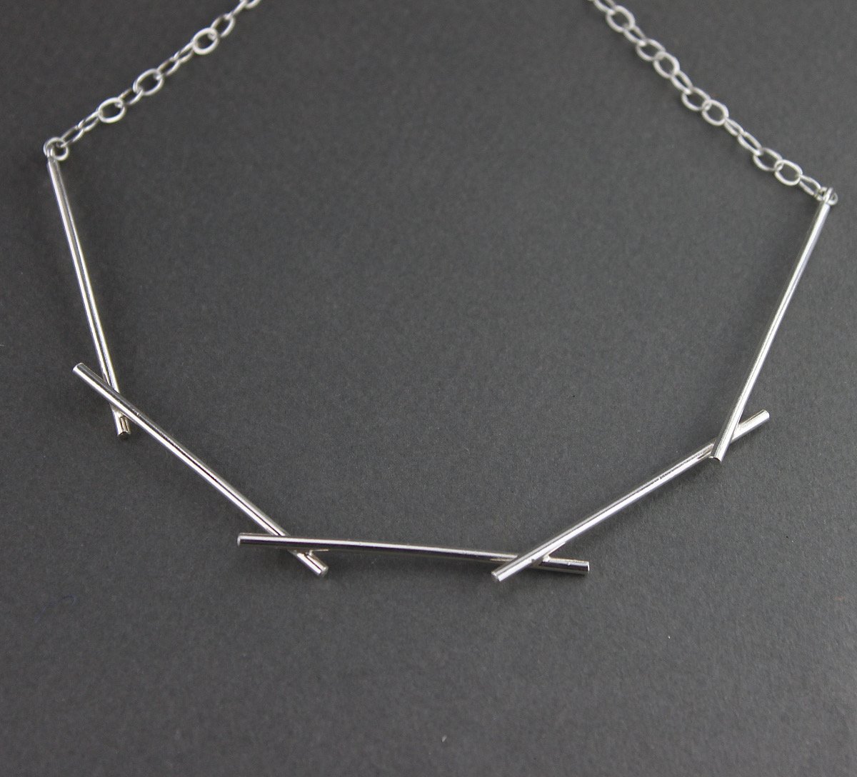 Silver Statement Sticks Choker Necklace