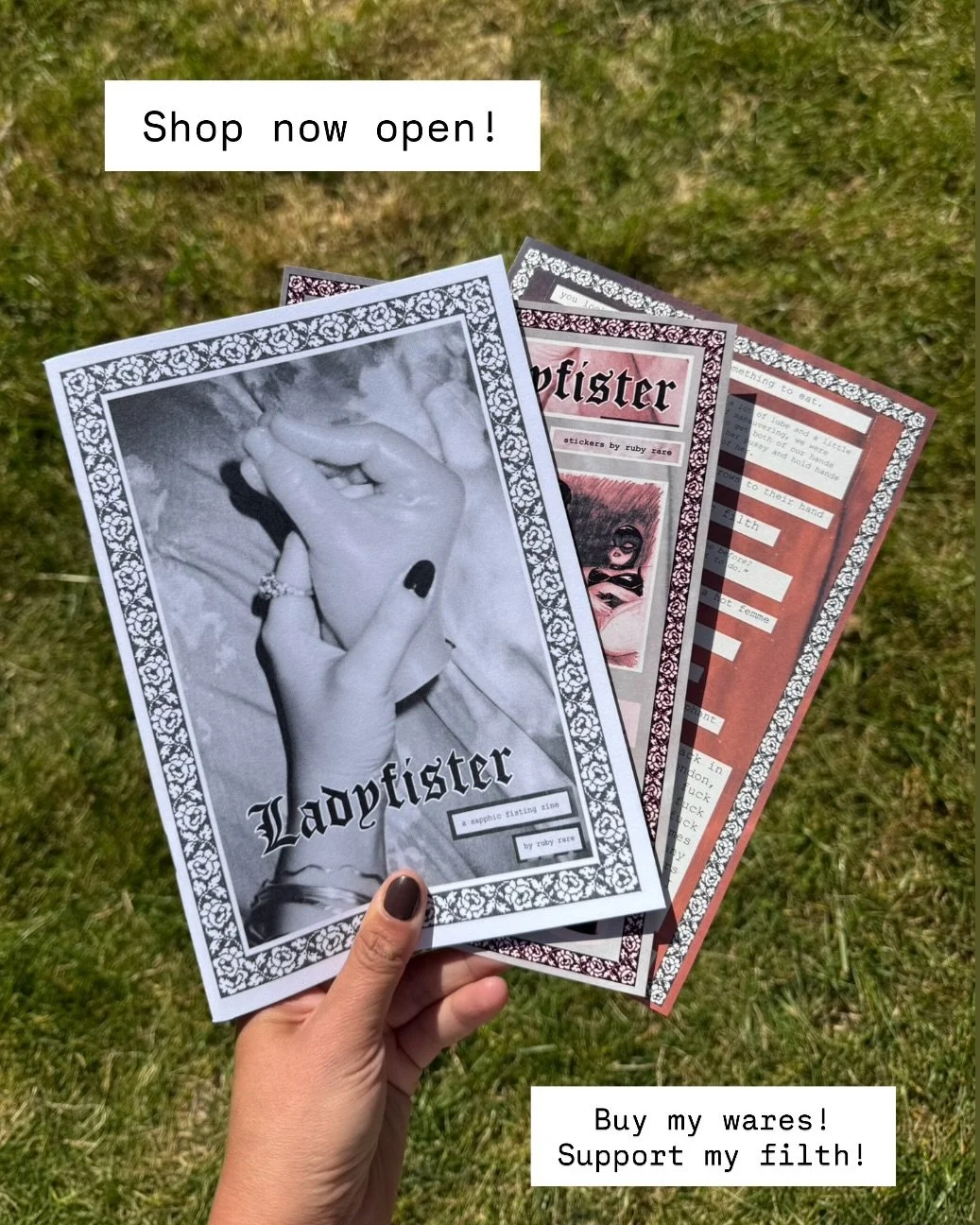 I have a shop! I&rsquo;m selling my wares!

FIST20 gets you 20% off zines and stickers for the next couple weeks. Head to www.rubyrare.co.uk/shop - or follow the link in my bio 💋💋

I&rsquo;ve never sold merch before and am intrigued to see how it g