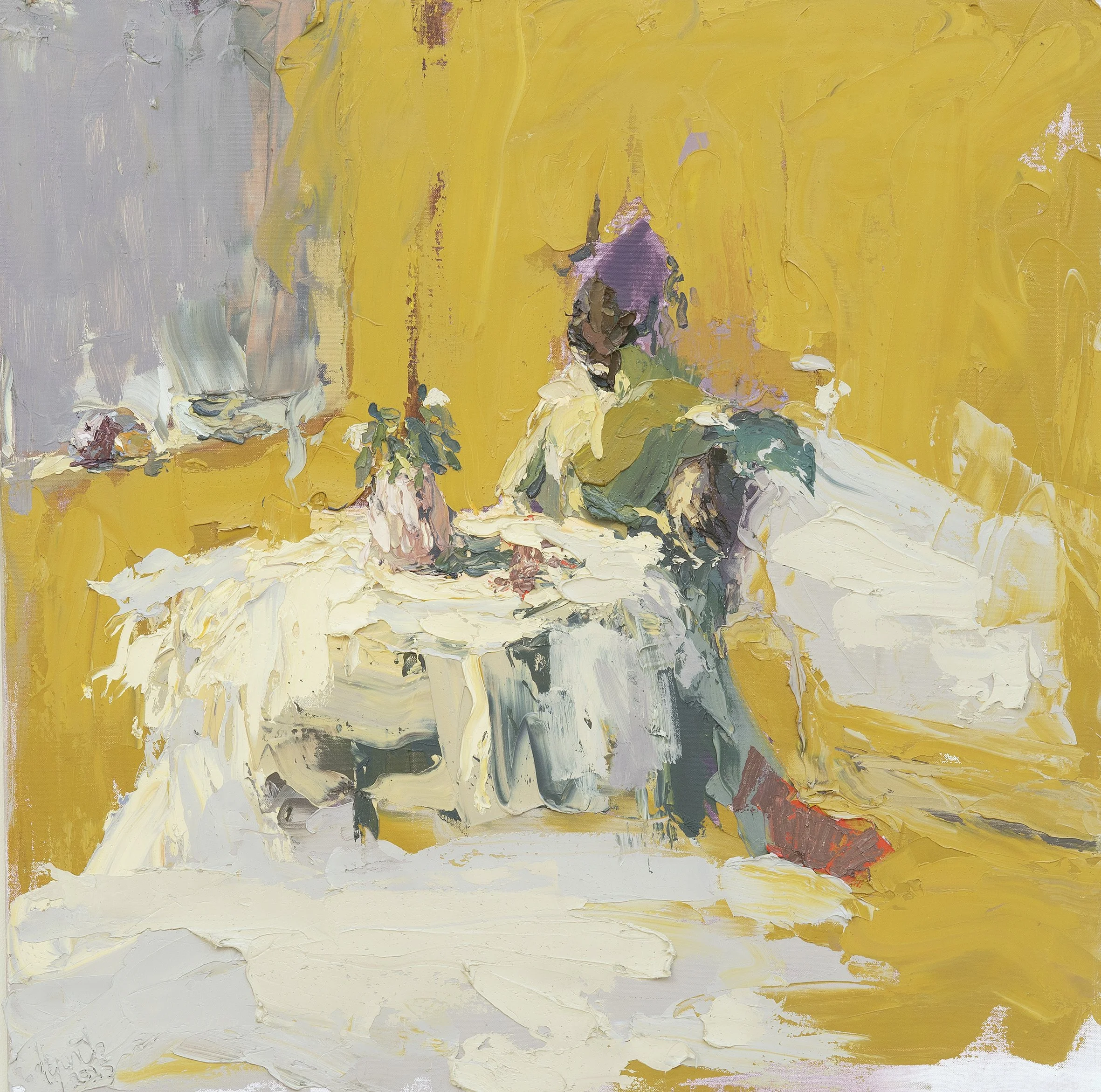  Iyunola Sanyaolu  
 Fish in Orange Juice , 2025 
Oil on canvas 
86 × 86 cm 
£ 
 