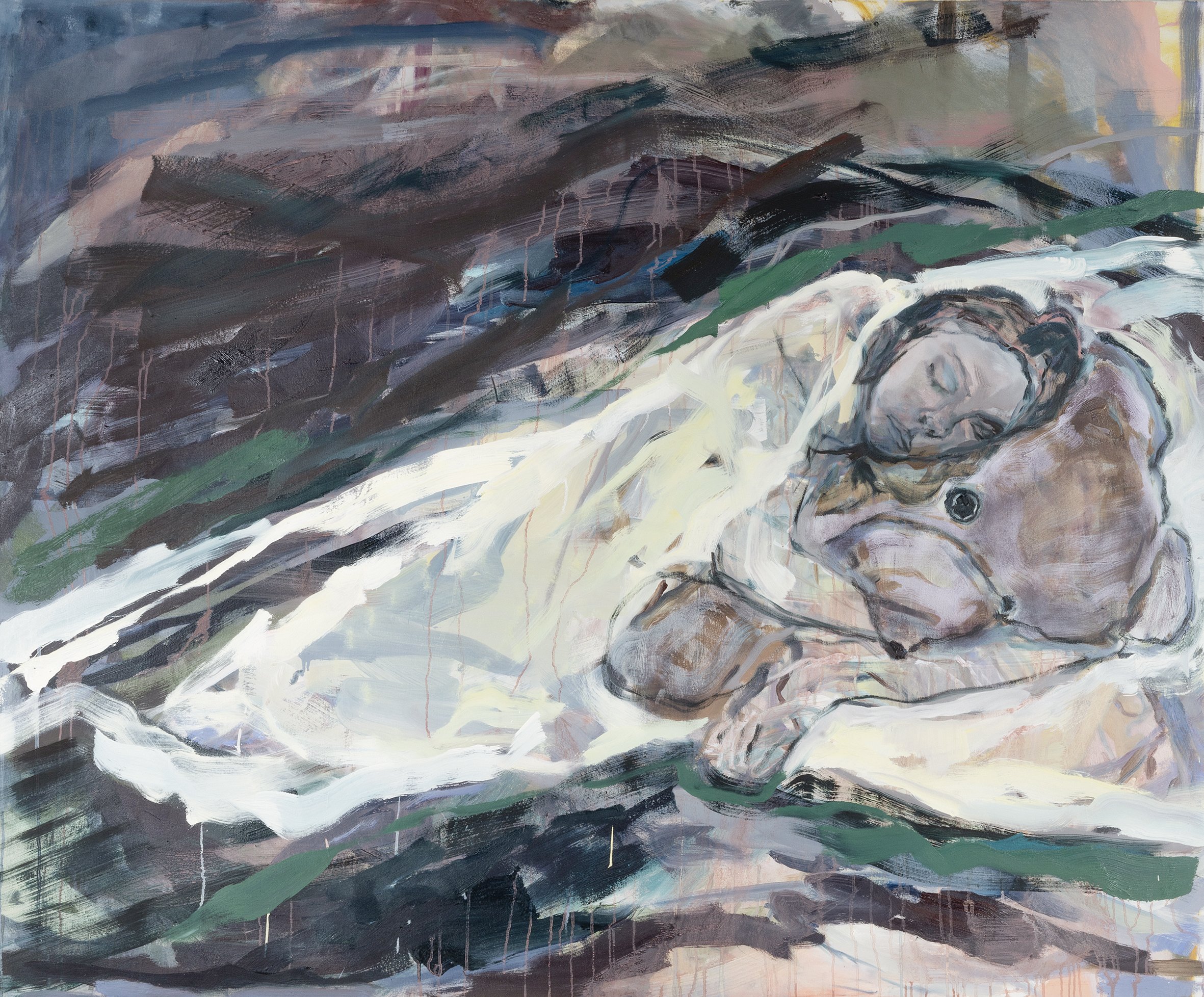  Esme Keenleyside  
 Under the Cover of Darkness , 2026 
Oil on canvas 
145 × 175 cm 
£ 
 
