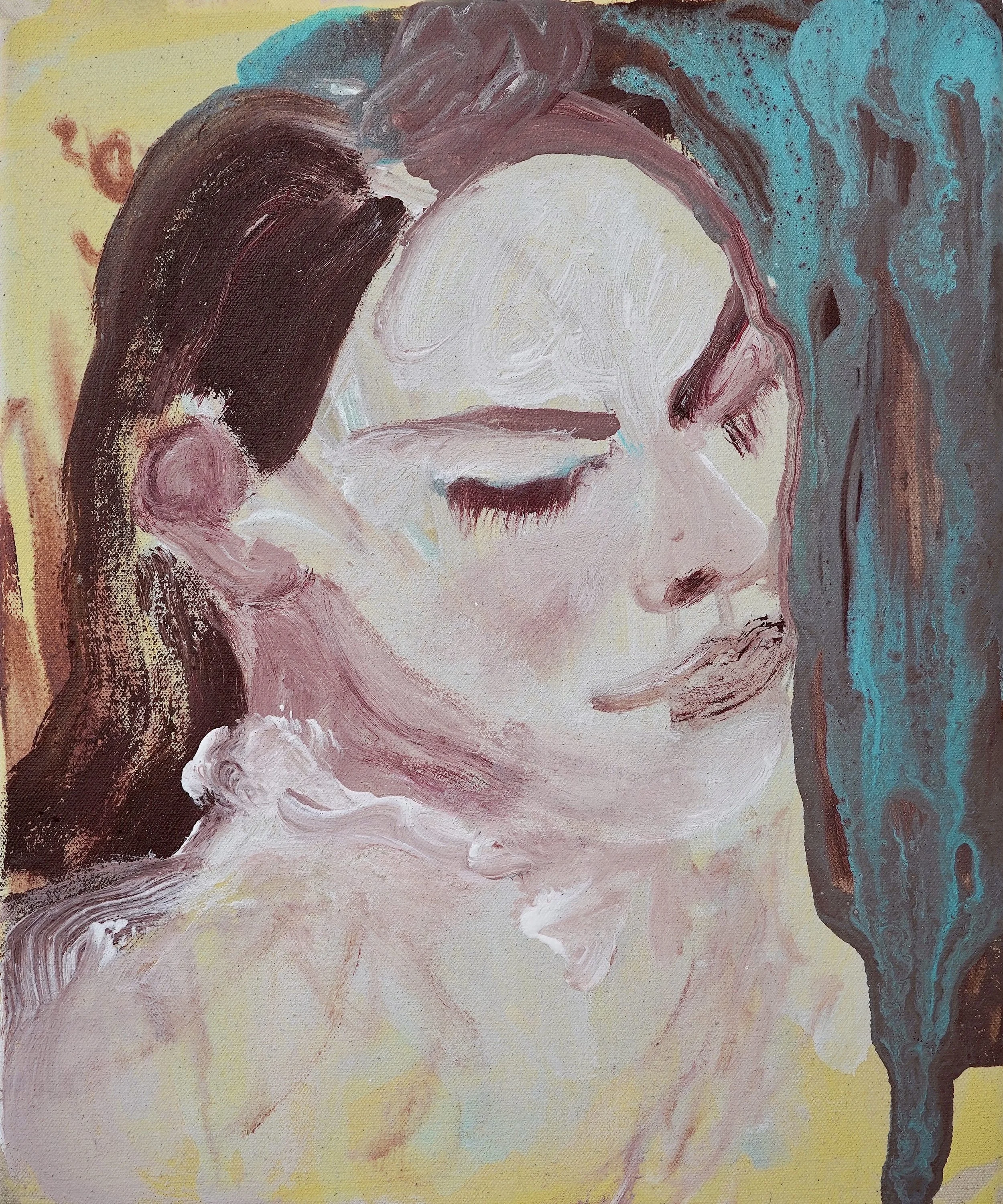 Sleep Through the Tears, 2025  acrylic on canvas 30,5 x 25,5 cm,  