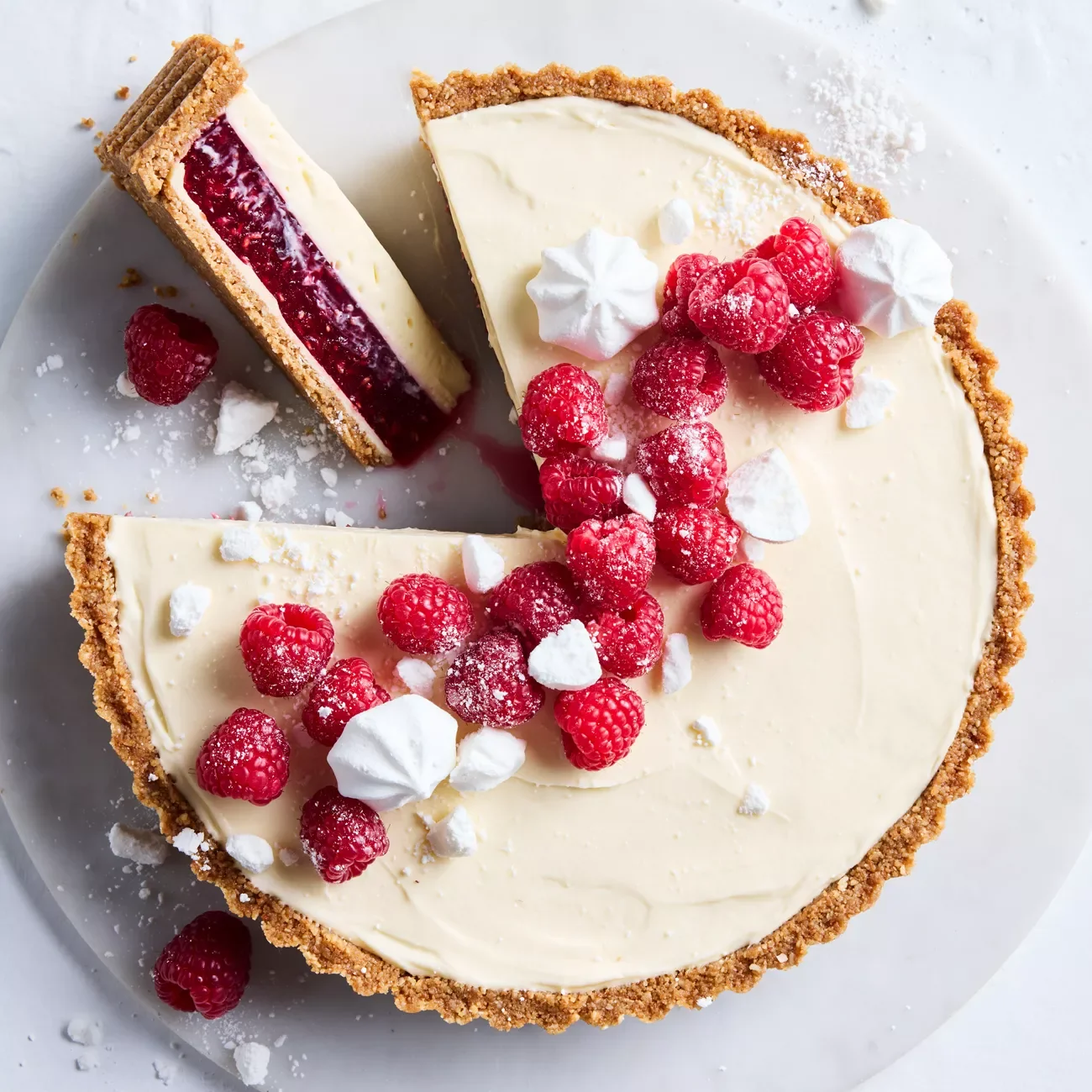 White Christmas Raspberry Tart
