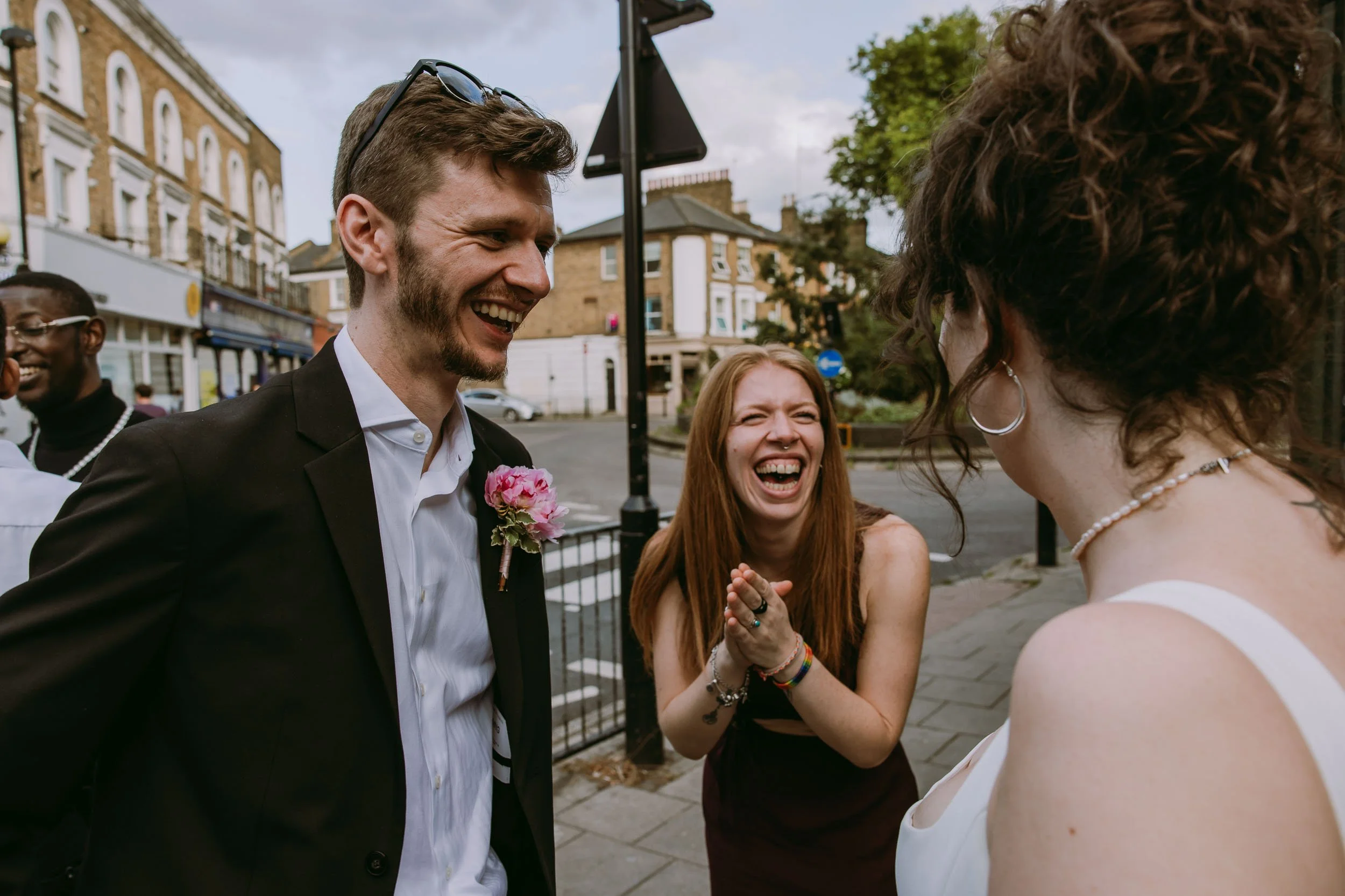 wedding guests having fun at wedding reception at bruno wine bar victoria park london