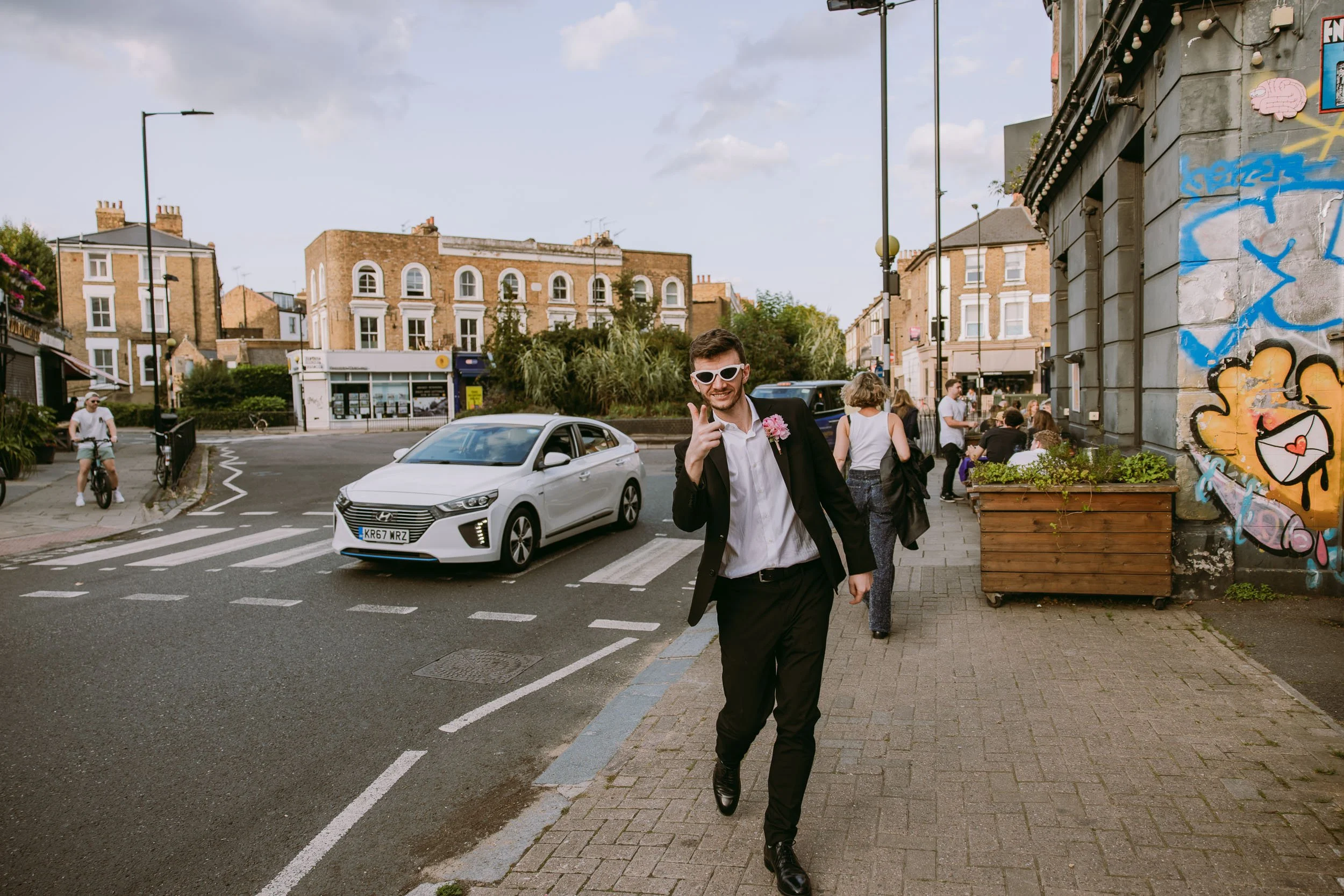 urban grooms portrait at Victoria Park Village Hackney London