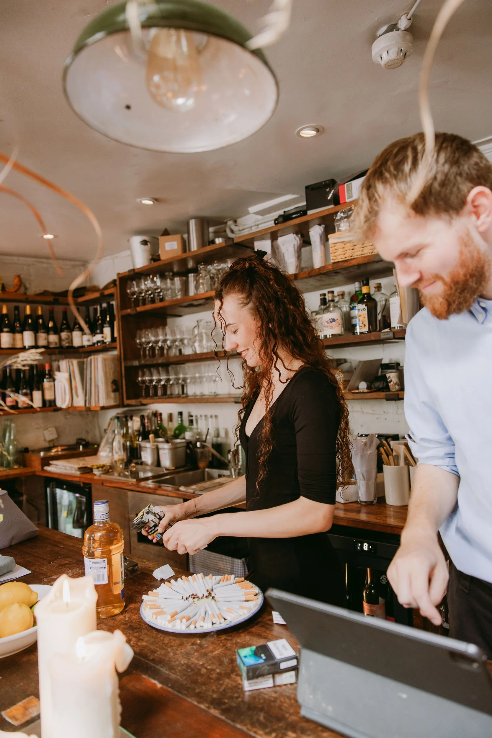 people chatting at wedding reception at bruno wine bar victoria park london