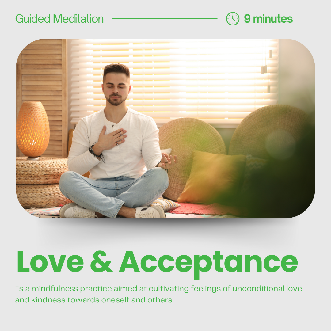 A man practicing mindfulness meditation on a cushion in a cozy, sunlit room, with closed eyes and hand on his chest.