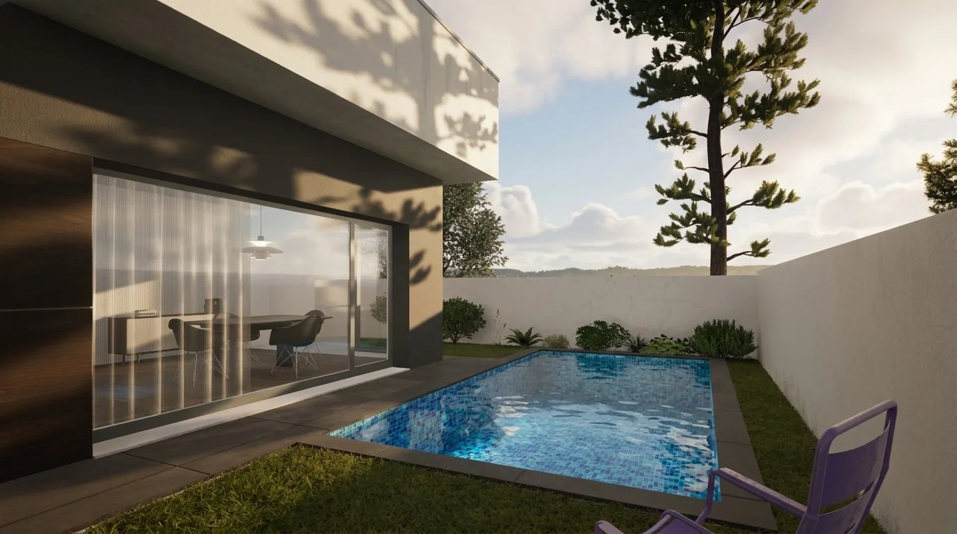 Renders 3D de projeto de arquitetura e engenharia aprovado para moradia unifamiliar em Brejos de Azeit&atilde;o, com um pisos, garagem e piscina ✨
#logikevidence #logikevidencearquitetura #arquiteturaaroeira #render3d