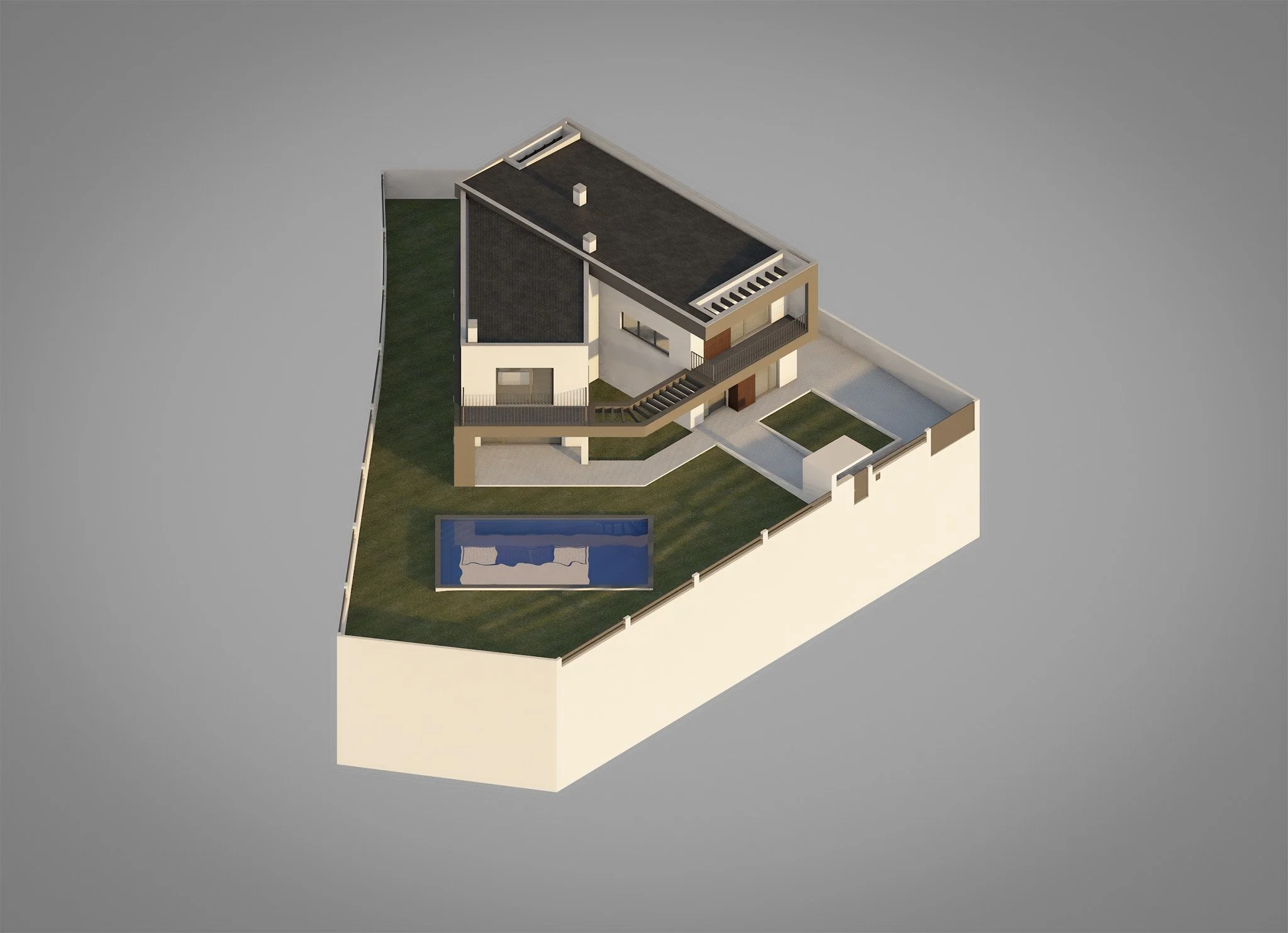 Isometria 3D de um projeto j&aacute; em portf&oacute;lio 👉 ARQ_174.
Moradia de 2 pisos, com garagem e piscina situada na Aldeia de Irm&atilde;os em Set&uacute;bal #logikevidence #logikevidencearquitetura
.
.
.
#arquitetura #isometricView #GRAPHISOFT