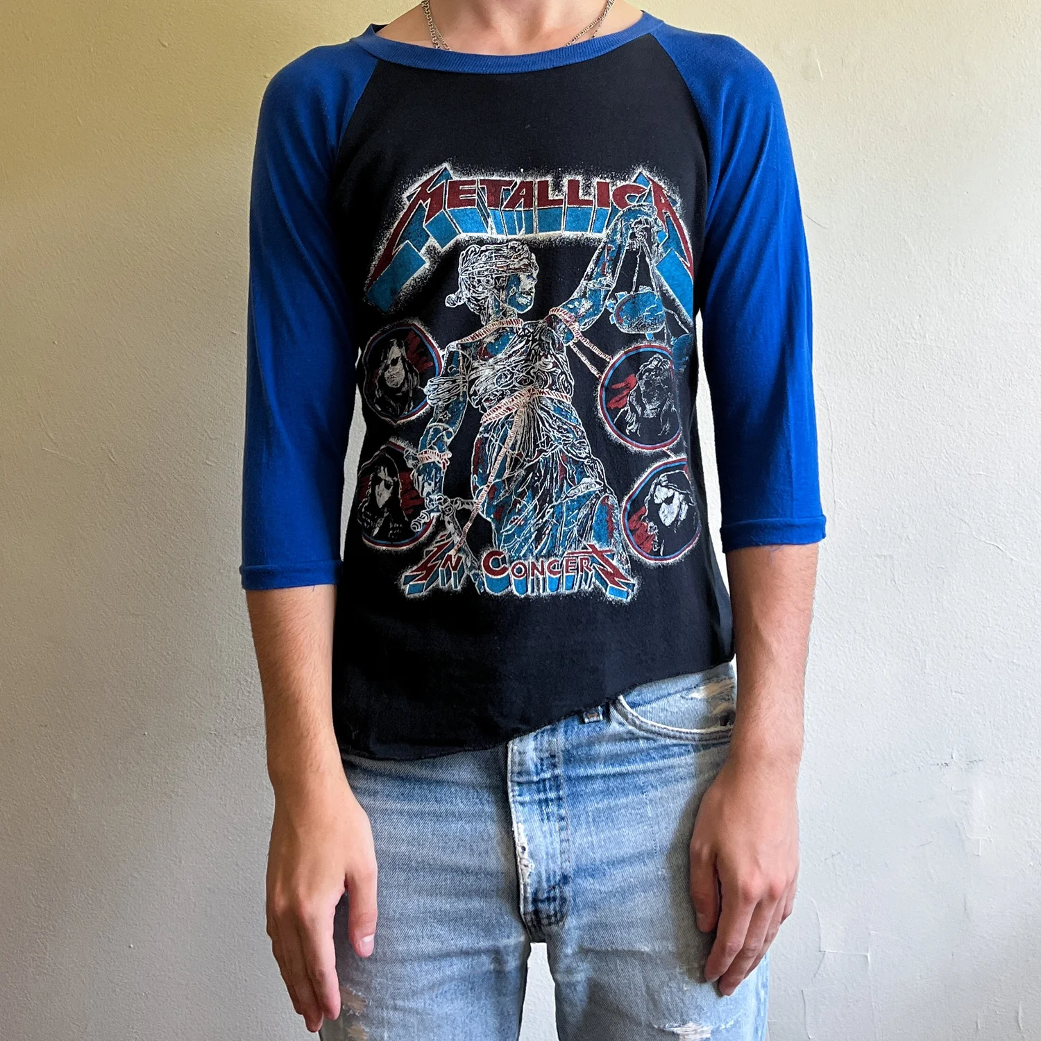 80s Metallica ...And Justice For ALL Blue Parking Lot Raglan 