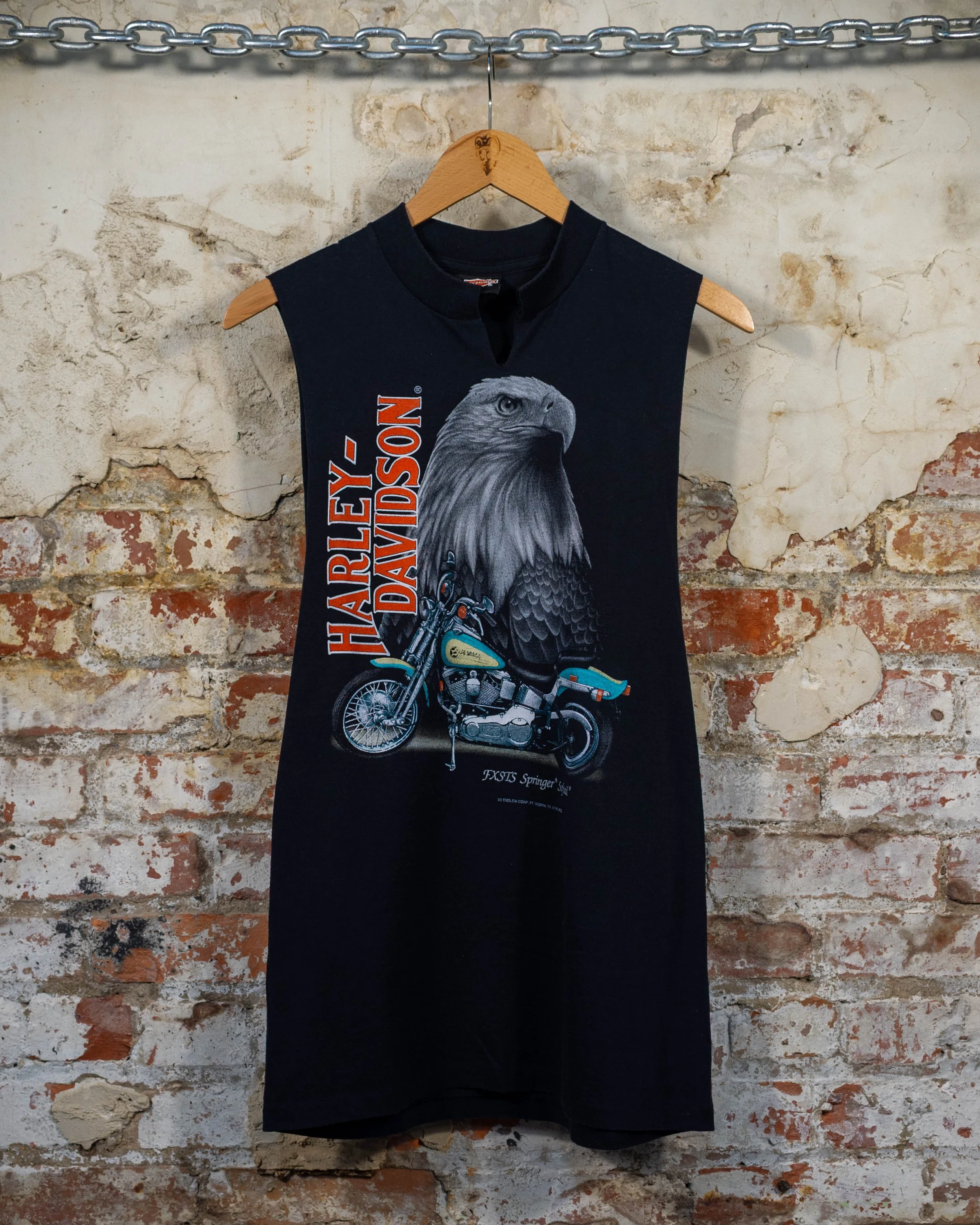 1991 Harley Davidson 3D-Emblem Fort Worth Texas Cutoff T-shirt