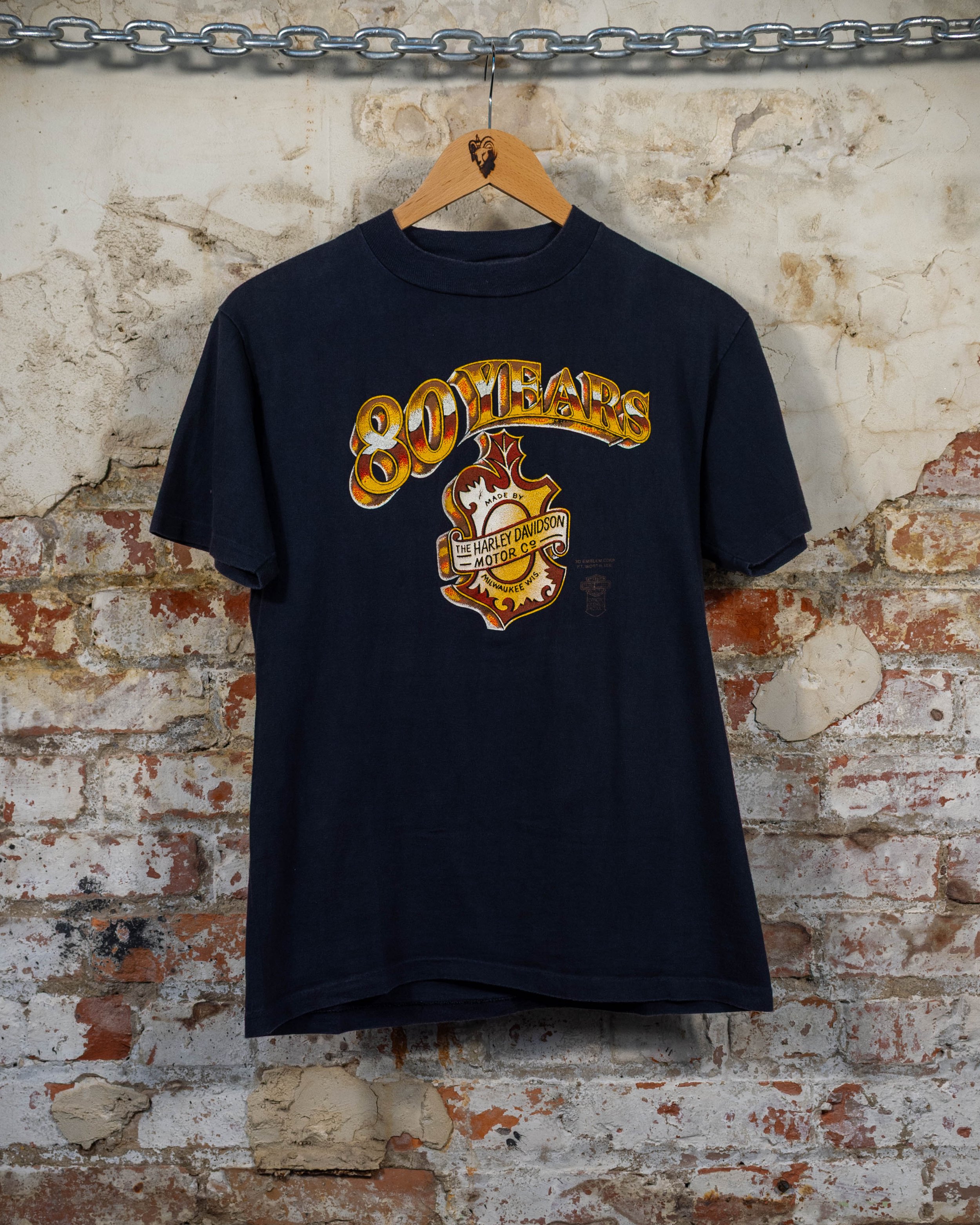 1983 80 Years Harley Davidson 3D Emblem T-Shirt