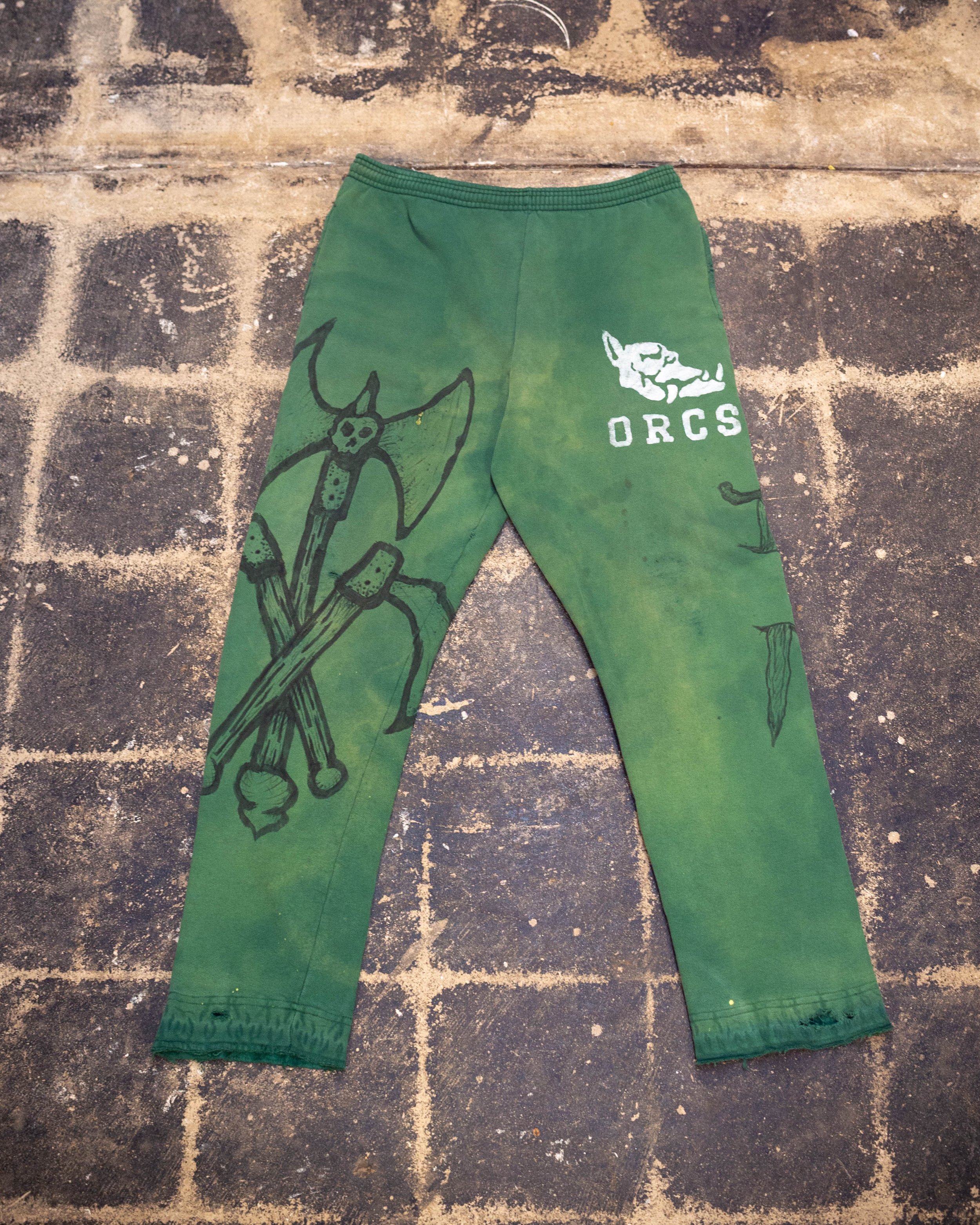 Pallbearer X Burning Light Hand Drawn Champion Green Sweat Pants