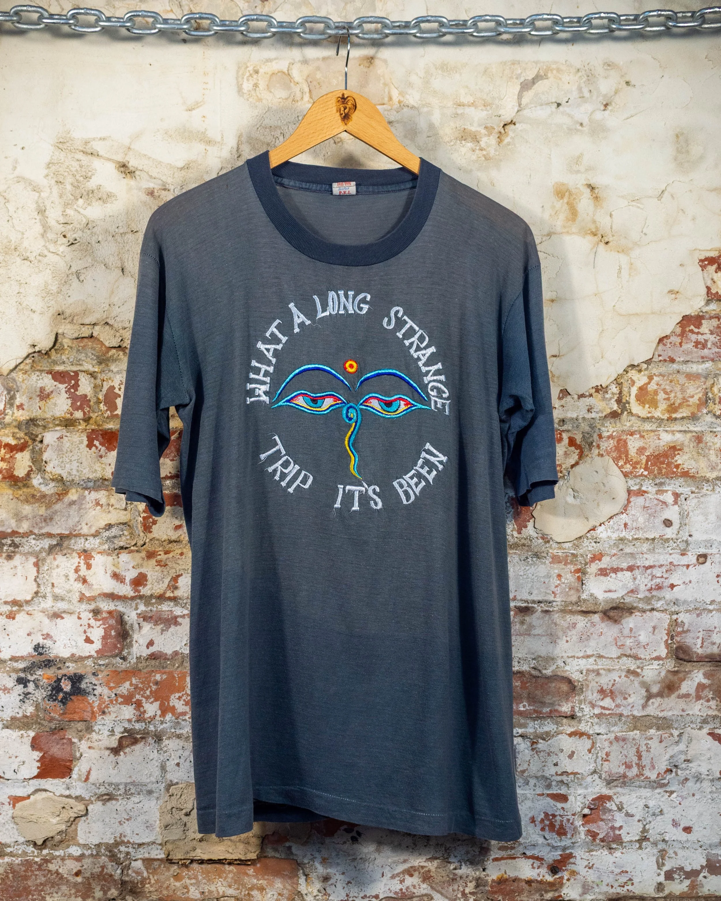 70s What A Long Strange Trip Its Been Embroidered T-Shirt