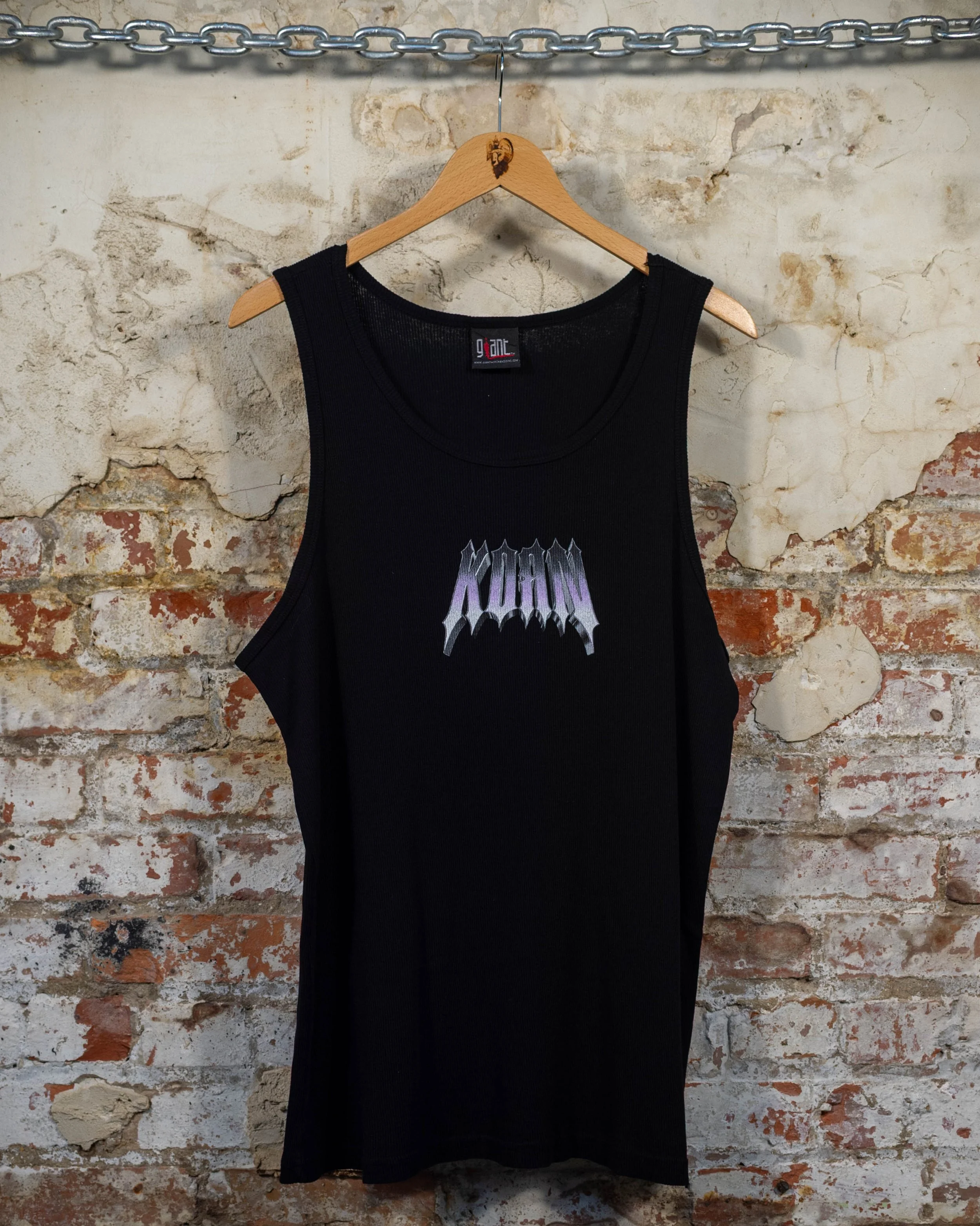 90s Korn Logo Ribbed Black Tank