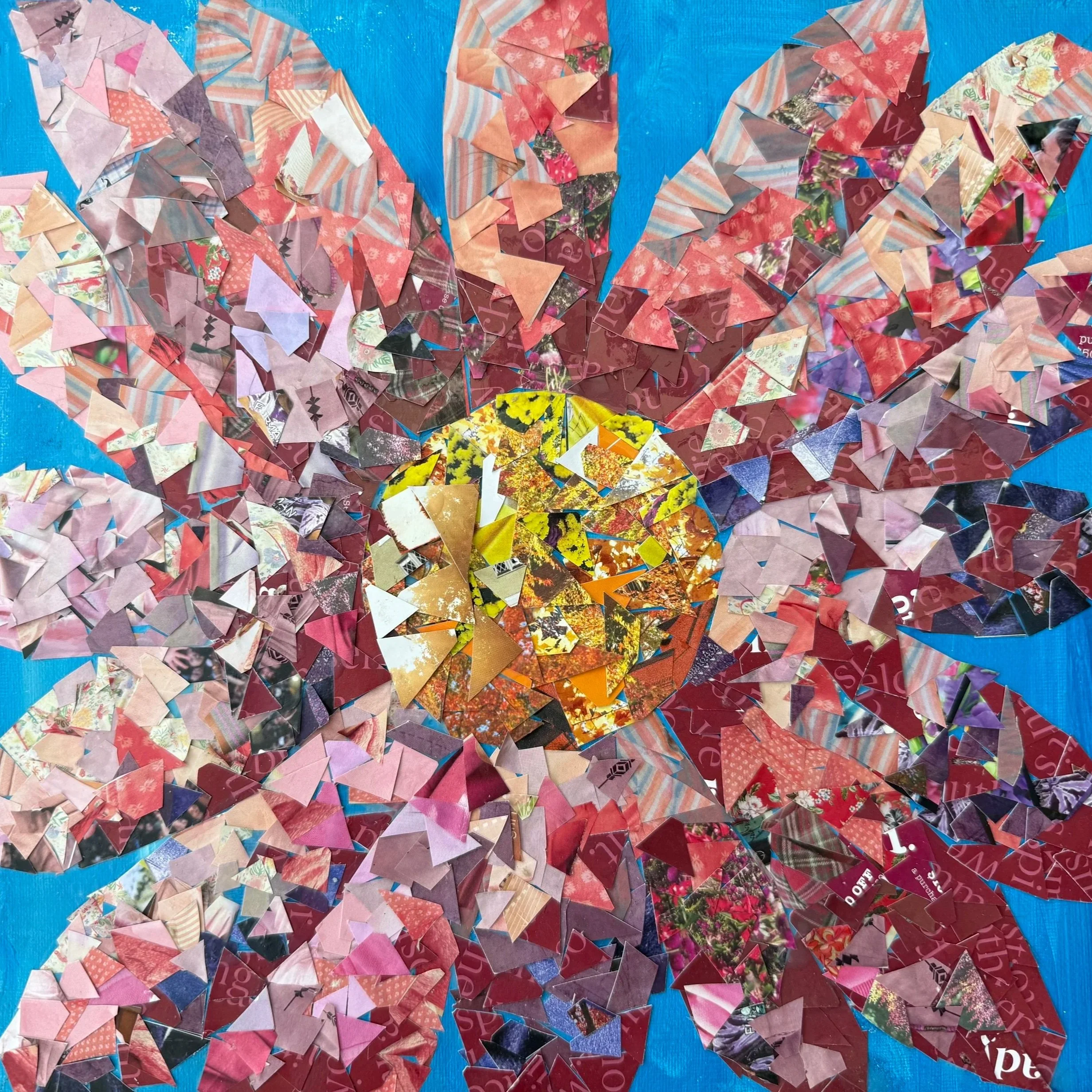 mixed media pink gerber daisy