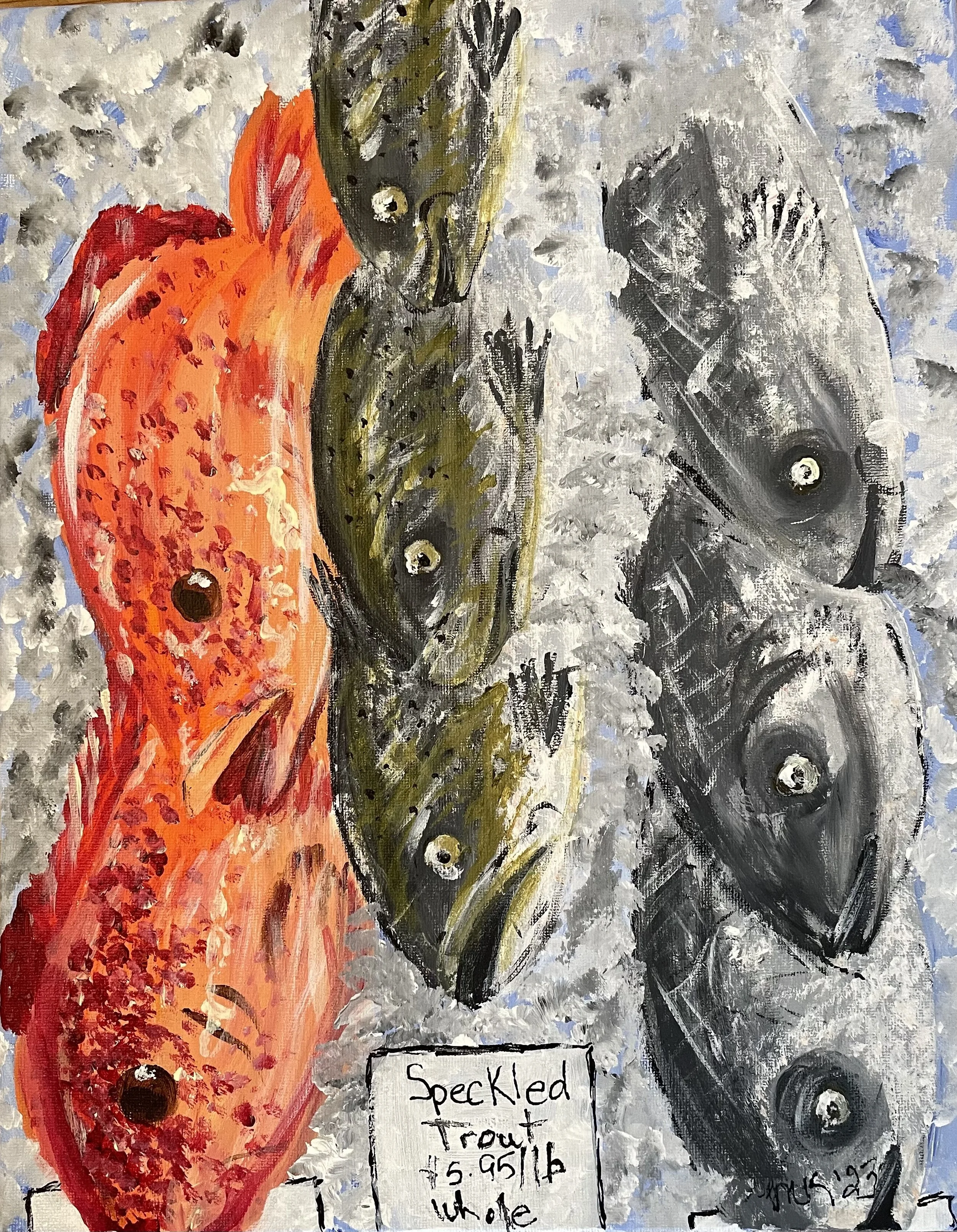painting of fish at market