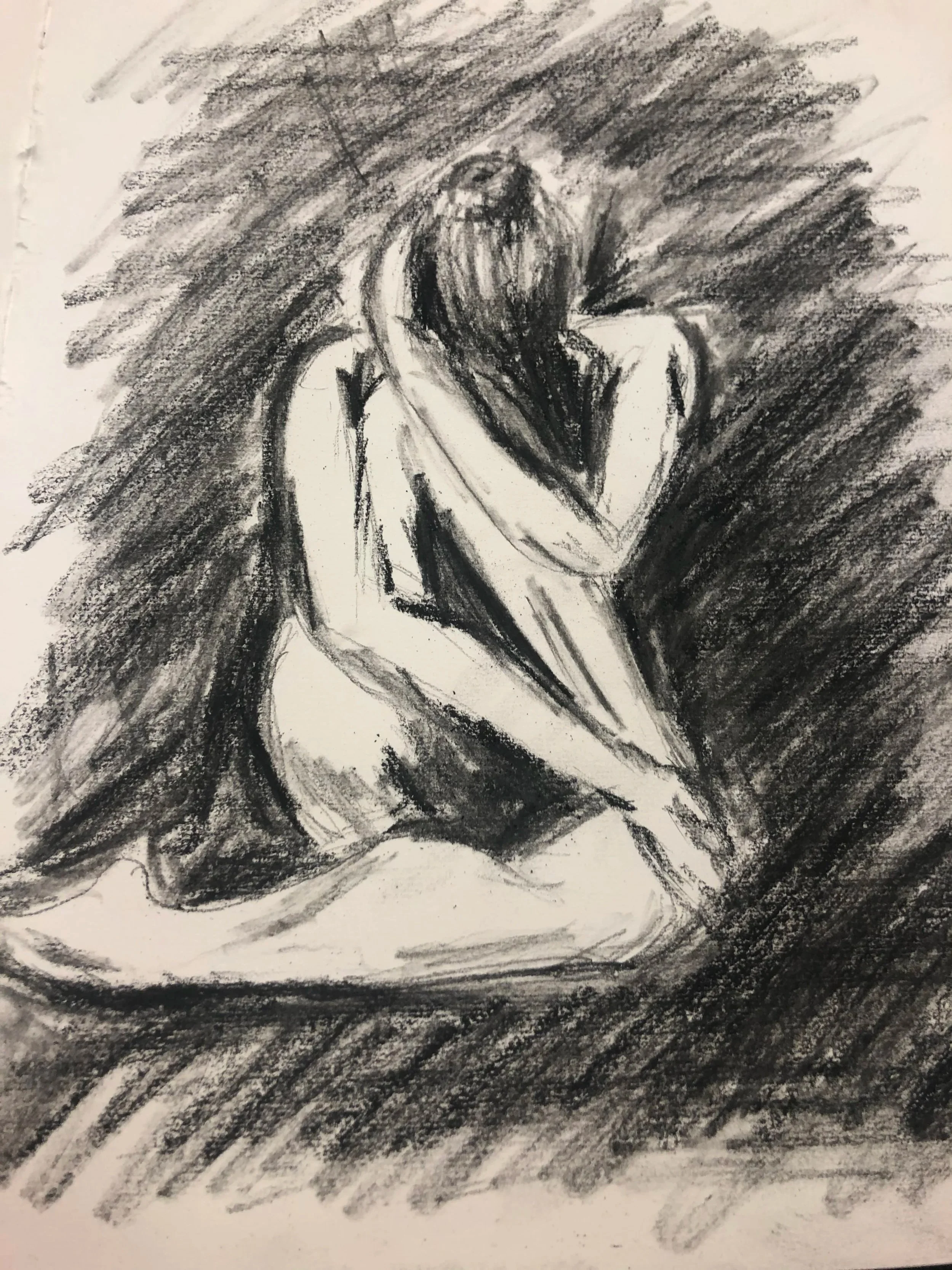 charcoal drawing of dancer