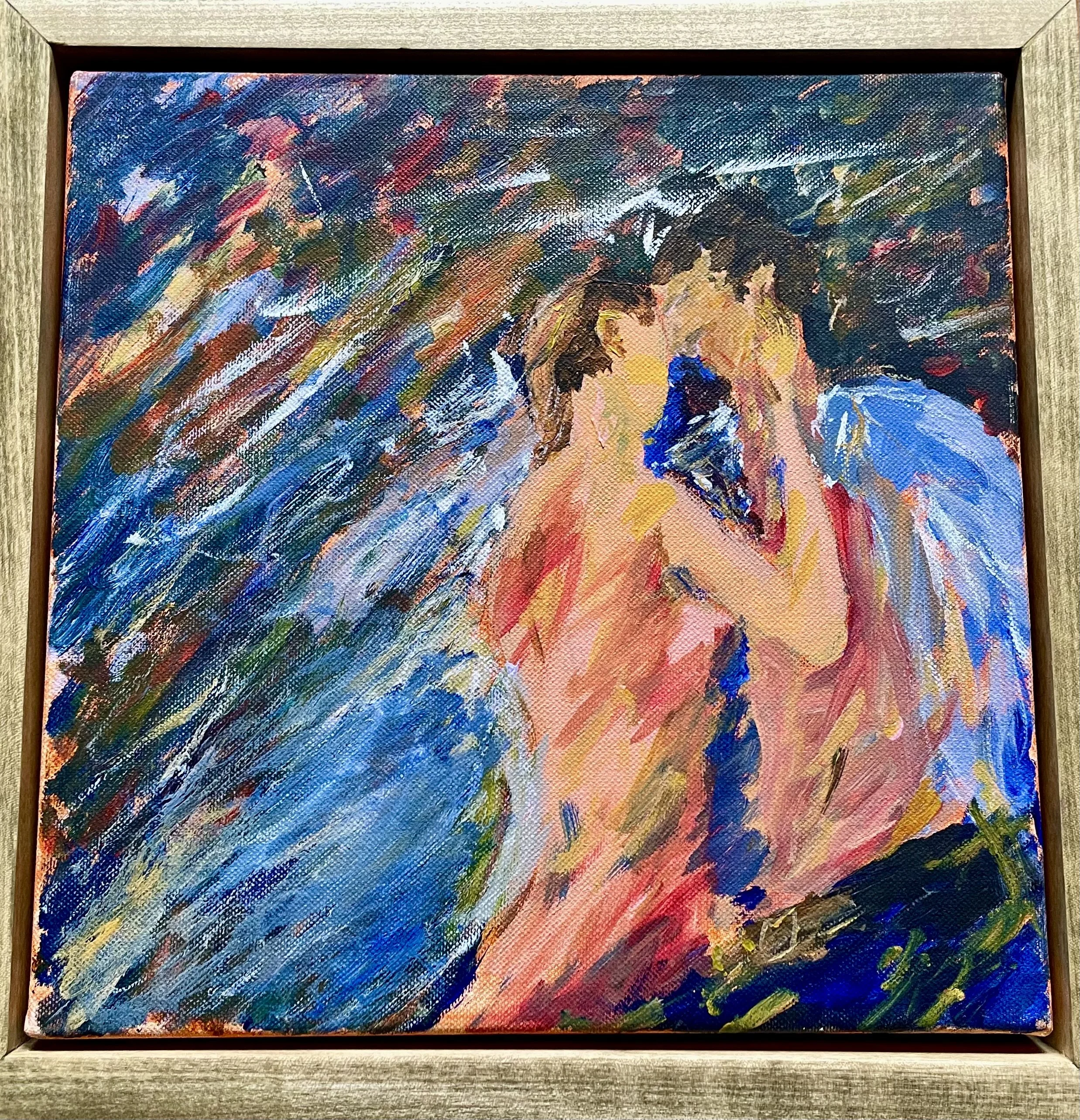 painting of couple embracing