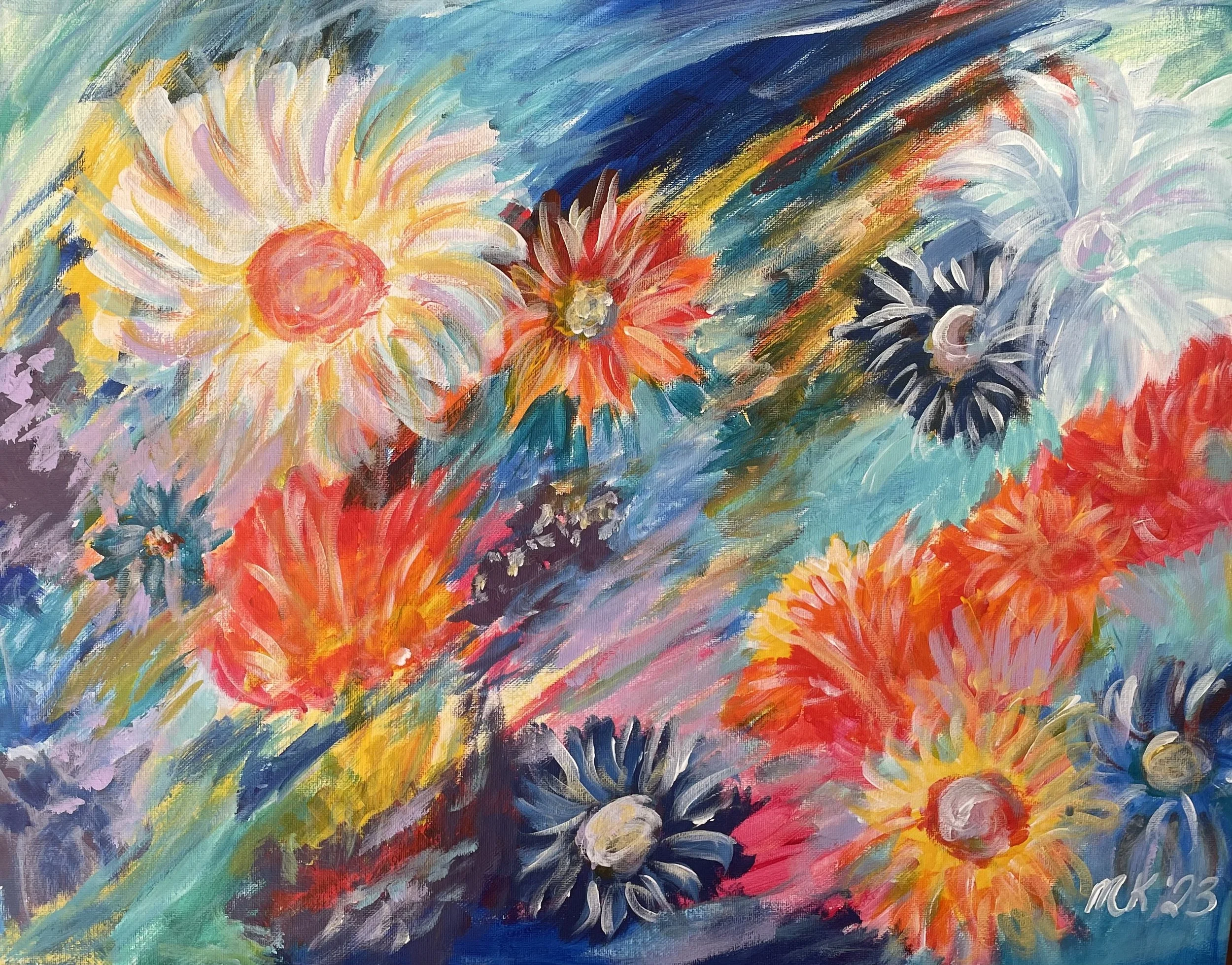 Bright vibrant flower painting