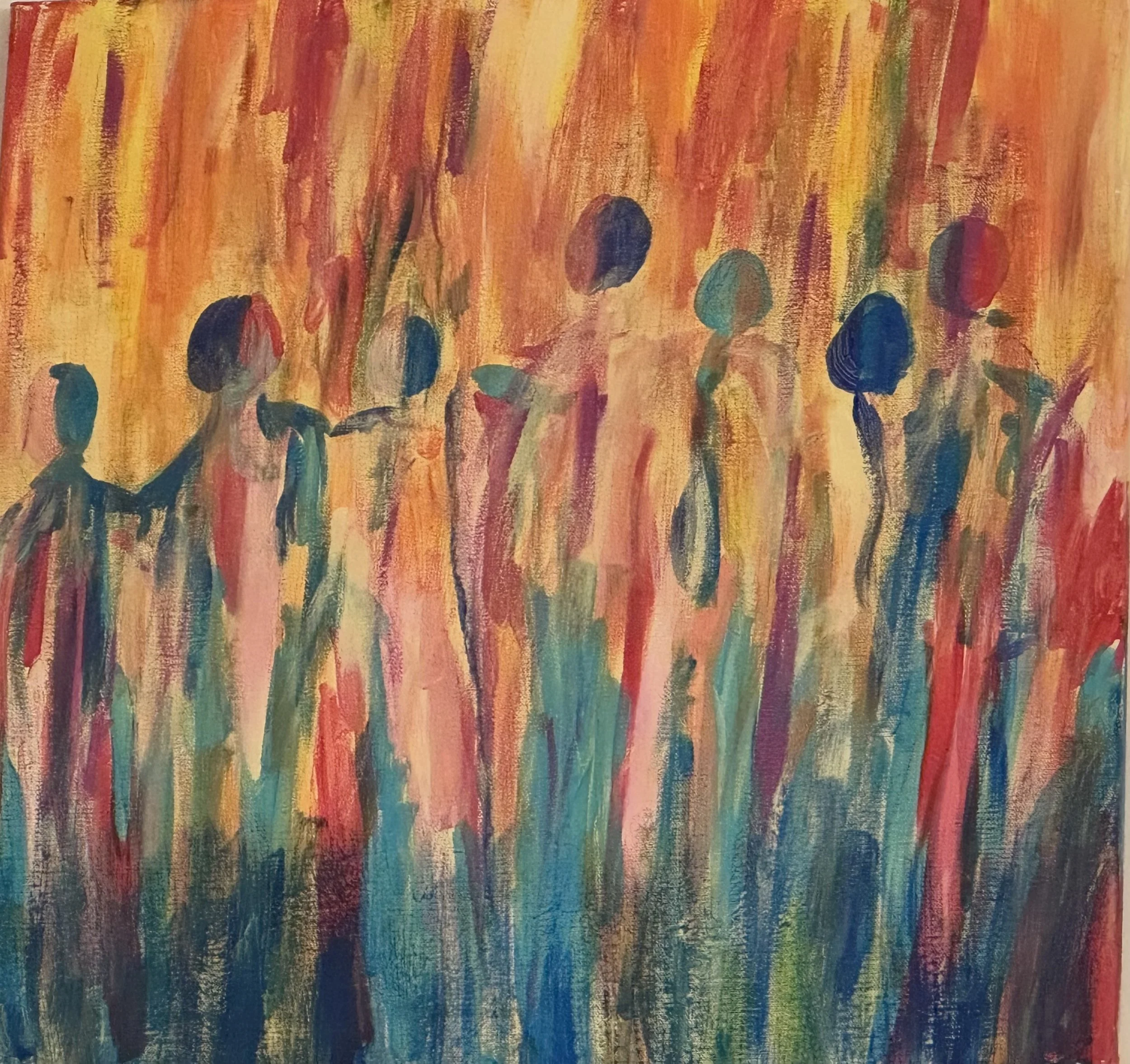 Abrtract painting of diverse people