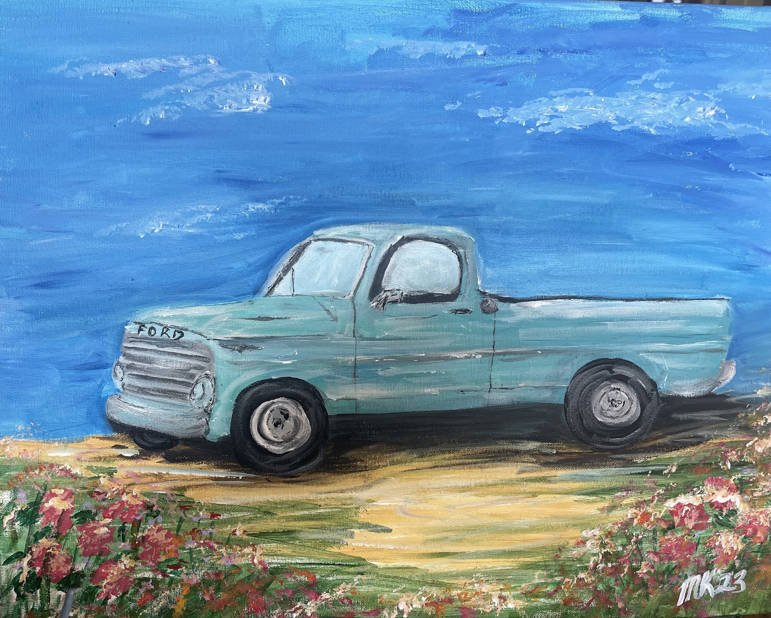 painting of old truck