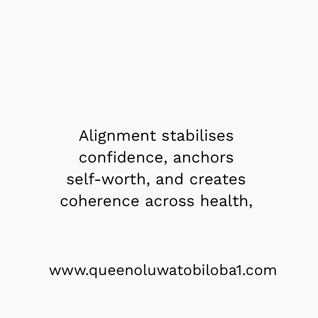 Alignment is not a concept.
It is a way of living.

When your values and standards are clear, 
life becomes precise.
Decisions are clean.
Boundaries are firm.
Energy is invested intentionally.

Alignment stabilises confidence, anchors self-worth, and