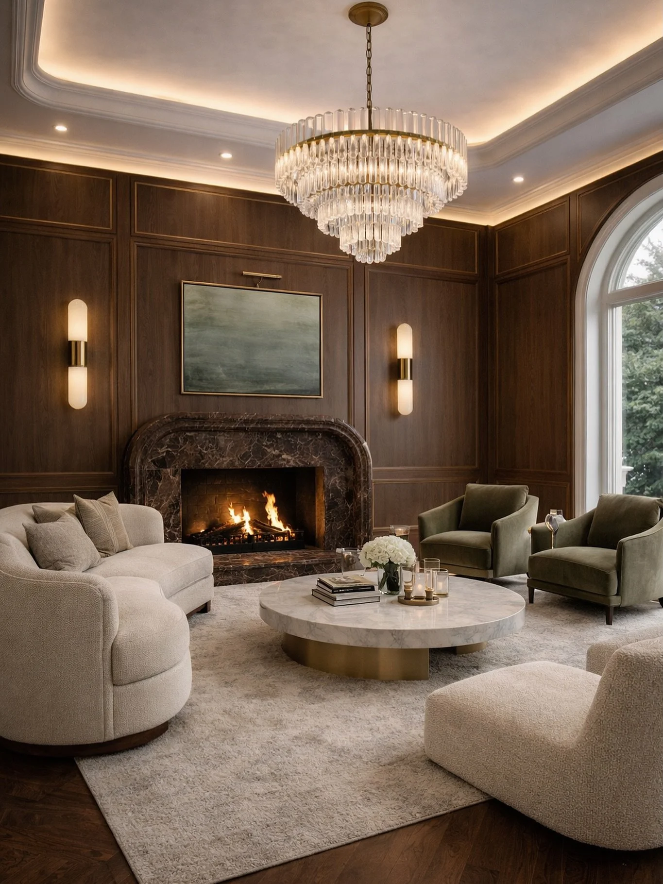 Parisian salon energy, reimagined in walnut and stone. 🤎
Layered millwork, sculptural lighting, and a fireplace that anchors the room without overpowering it.
Warm, tailored, and unapologetically refined.

Interior architecture is in the proportions