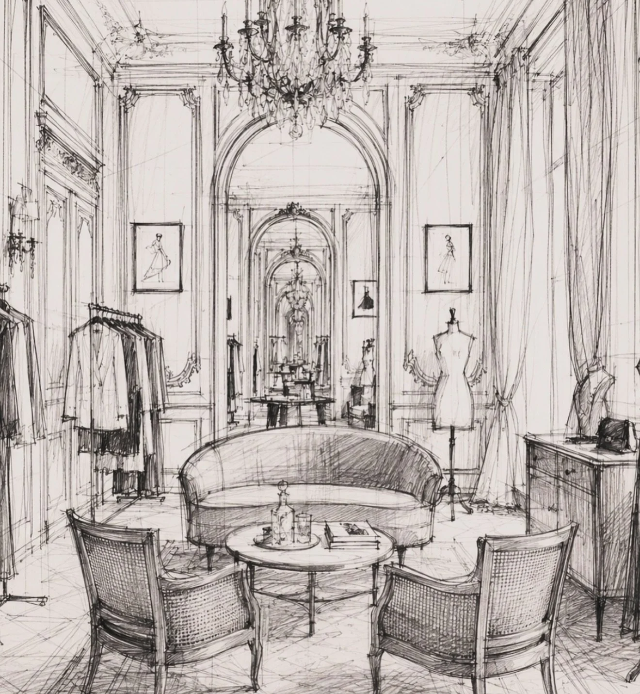 Some spaces begin with a floor plan. Others begin with a feeling.

This one started somewhere between Paris and Milan, with the kind of room that feels composed, quiet, and impossibly timeless. The sketch was the first whisper. The materials gave it 