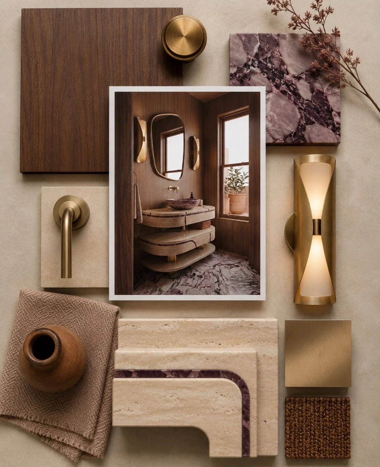 A powder room is one of the few places where I actually like things to feel a little exaggerated. More character. More contrast. More attitude. This one leans into that with sculptural stone, rich wood, and a palette that feels both grounded and a li