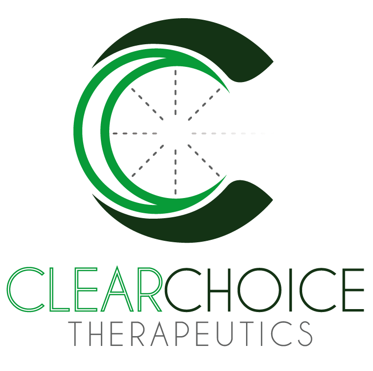 Logo for Clear Choice Therapeutics featuring a green crescent moon and circle design over the company name in green and black text.