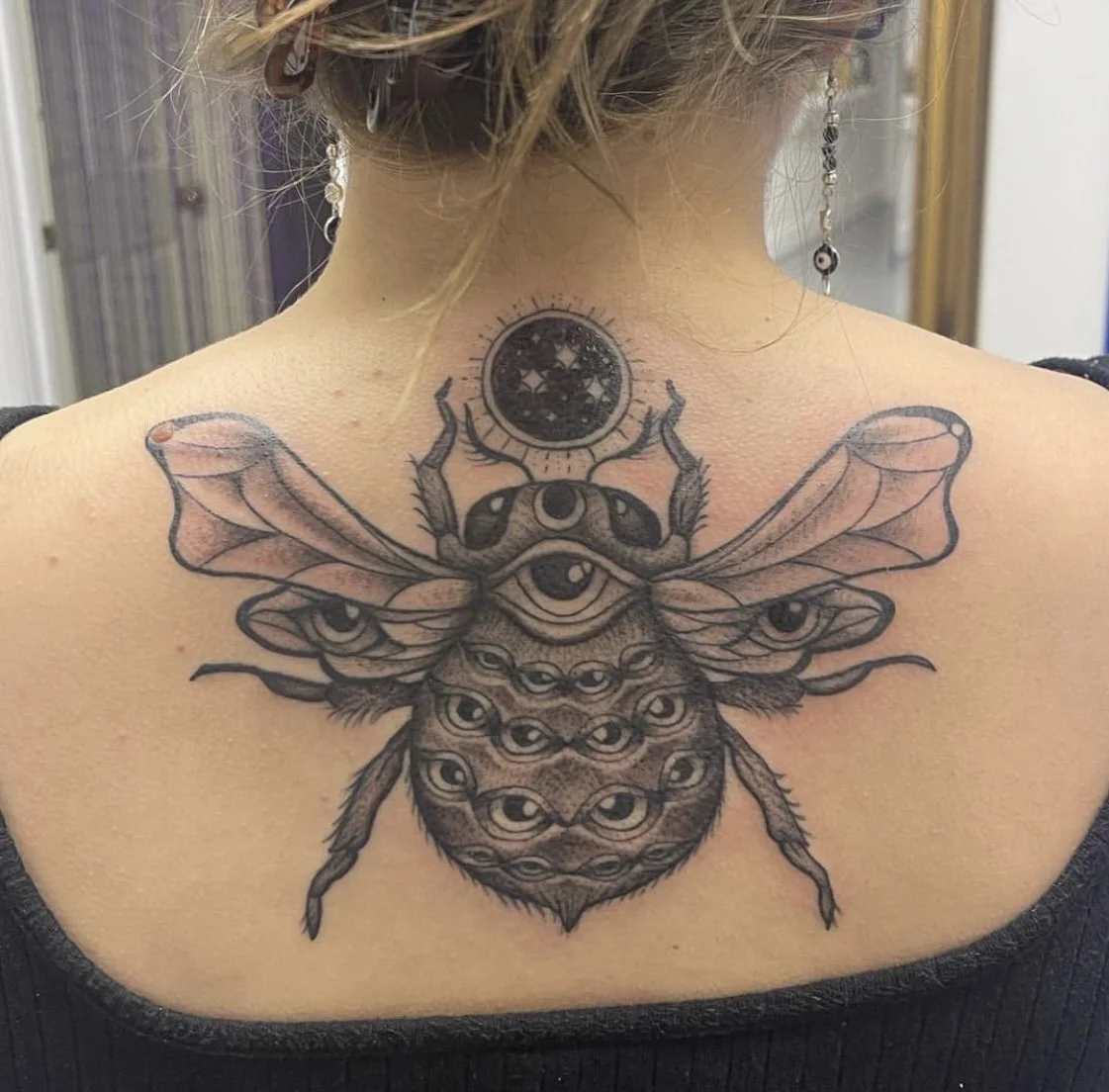 Bee Tattoo on Back Little Bee Creations Columbus Georgia.jpeg