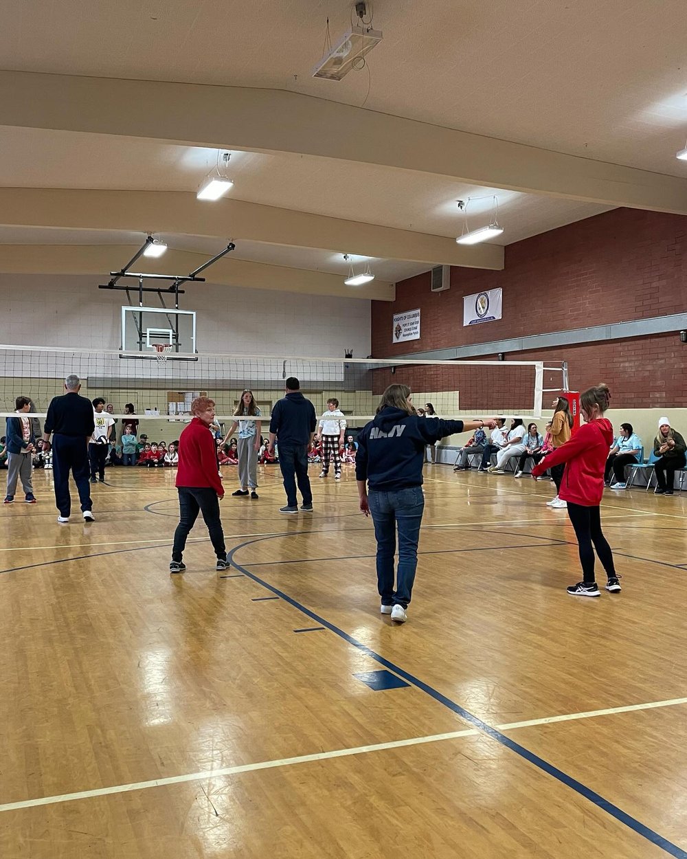 Teachers vs. Students volleyball at Assumption School, Spokane. 