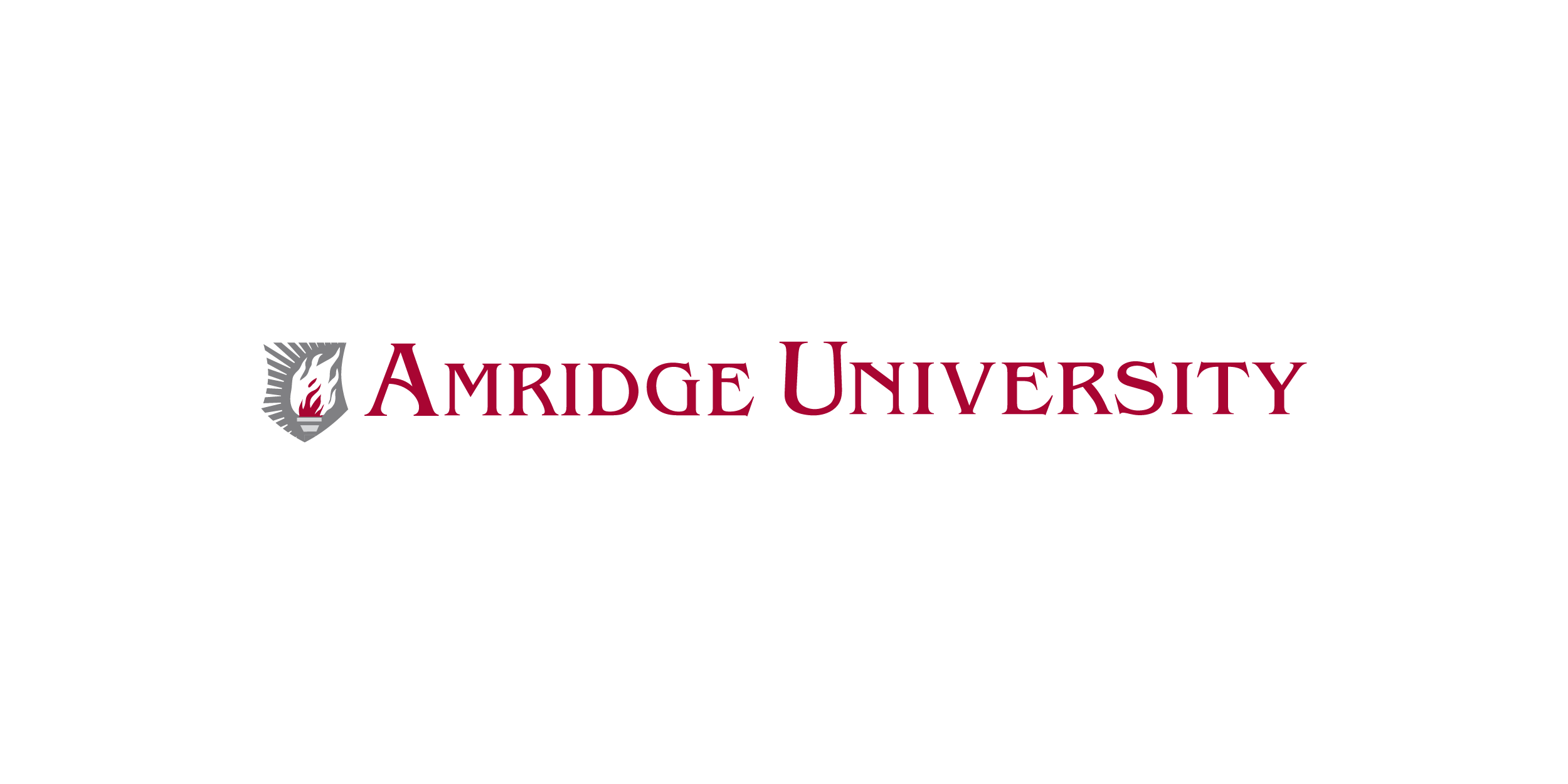 Amridge University logo with a flame emblem