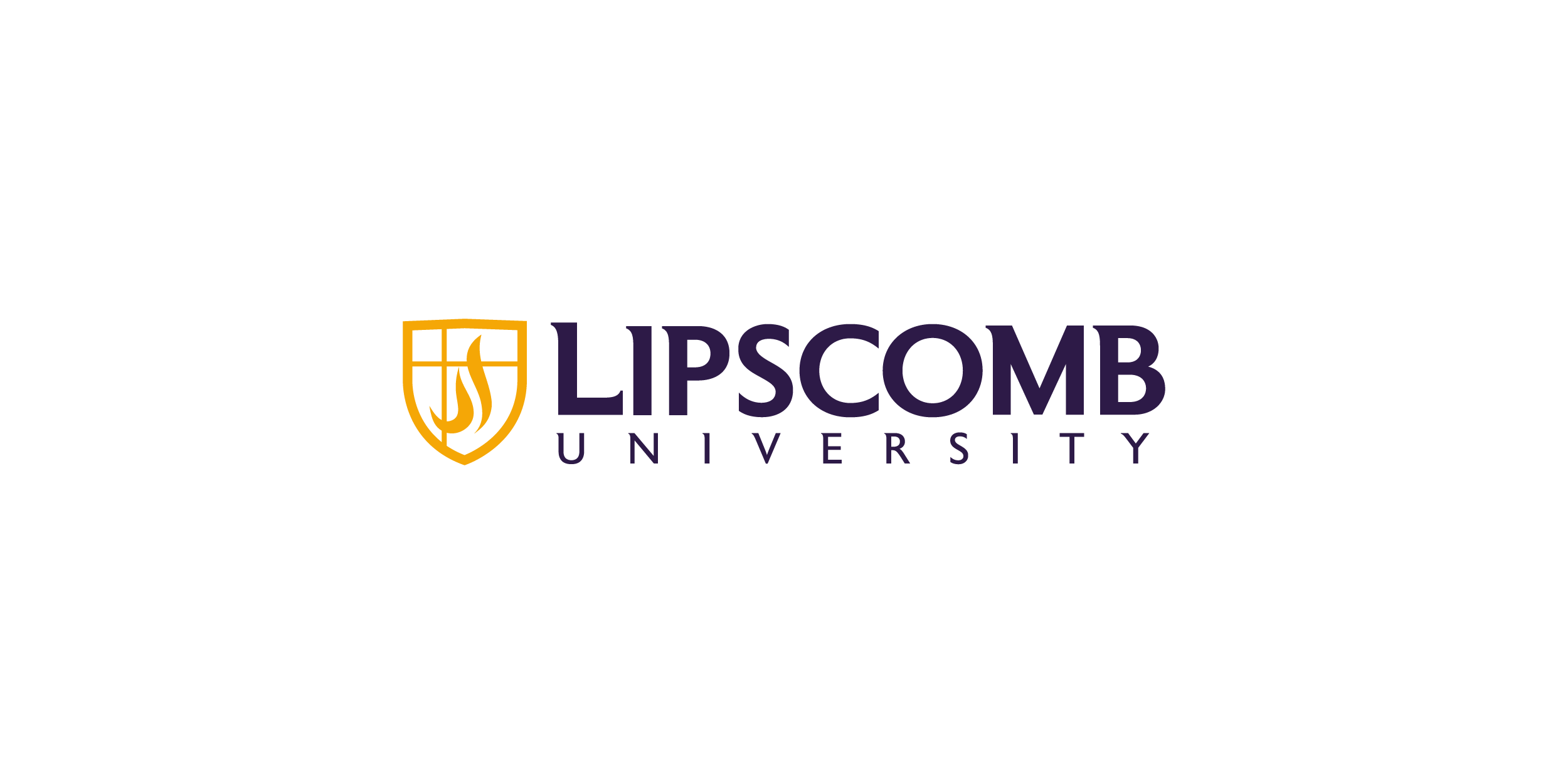 Lipscomb University logo with a gold shield and flame design.