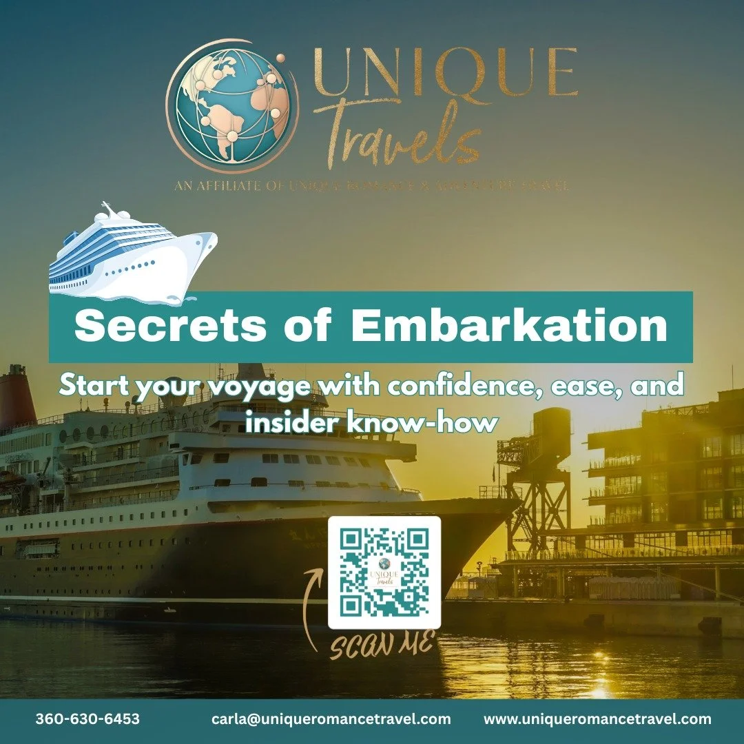 Secrets of Embarkation
Your cruise vacation begins long before the ship sets sail 🚢✨

From arriving early to packing the perfect carry-on, these insider embarkation tips will help you start your journey feeling relaxed, confident, and fully in vacat