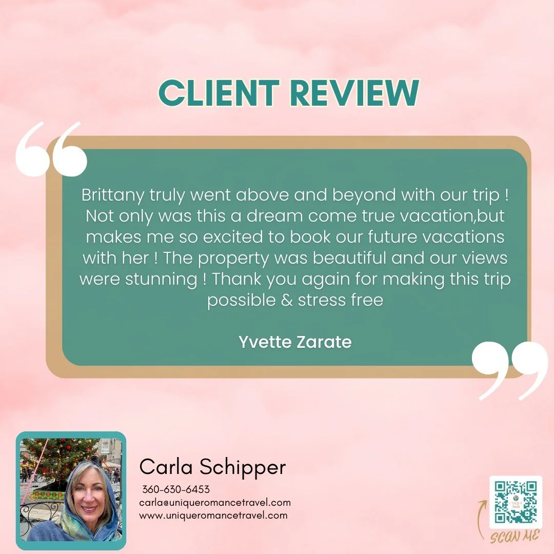 🌟 Client Love Spotlight 🌟
&ldquo;Brittany truly went above and beyond with our trip! Not only was this a dream-come-true vacation, but it also makes me so excited to book our future adventures with her. The property was beautiful and our views were