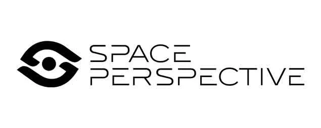 Space Perspective logo in black text with abstract eye shape graphic.