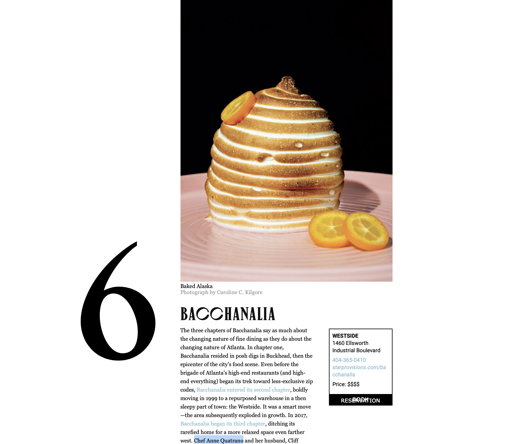 Chef Anne Quatrano Lands Two of Atlanta Magazine's 75 Best Restaurants