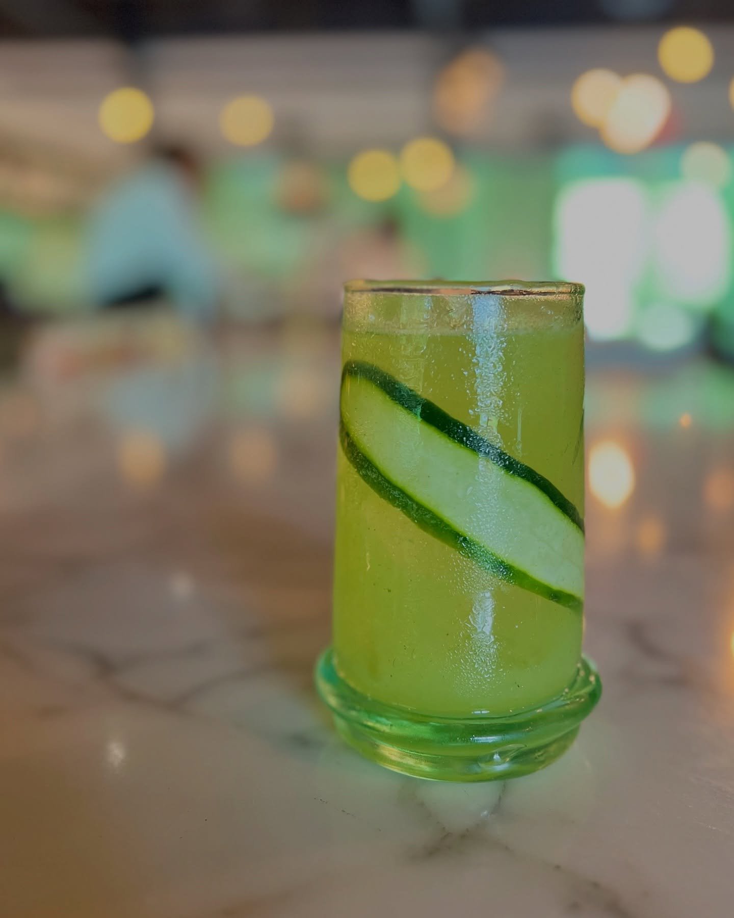 Perfectly chilled, the Spring Garden cocktail at Bacchanalia is a blend of Gin, Fennel, Cucumber, Celery &amp; Lime.