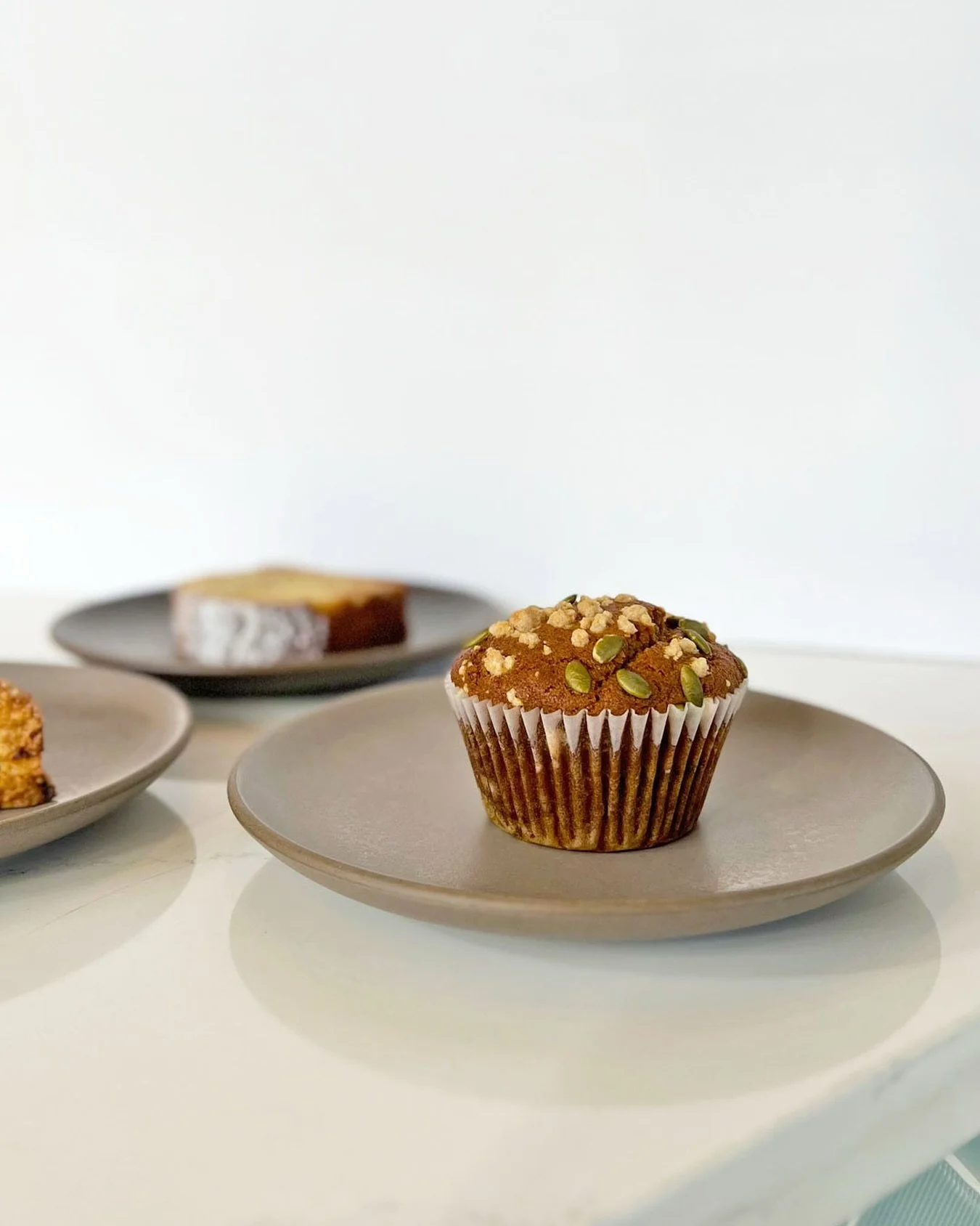 A round up of perfect Sunday morning choices from the bakery - pumpkin muffins, crumb cake &amp; scones
