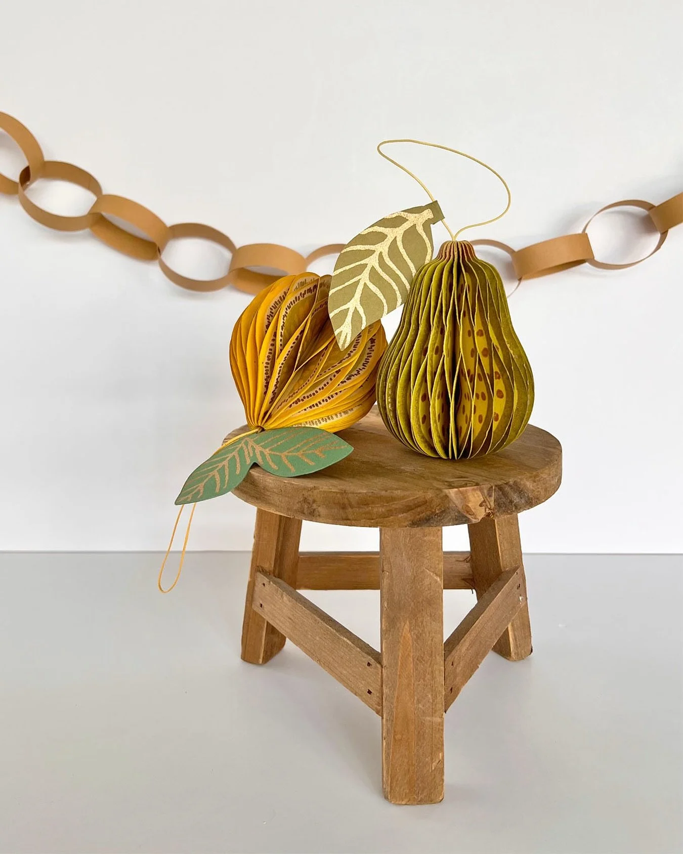 Lemon and Pear paper ornaments &mdash; a touch of sweetness for the season! 🍋