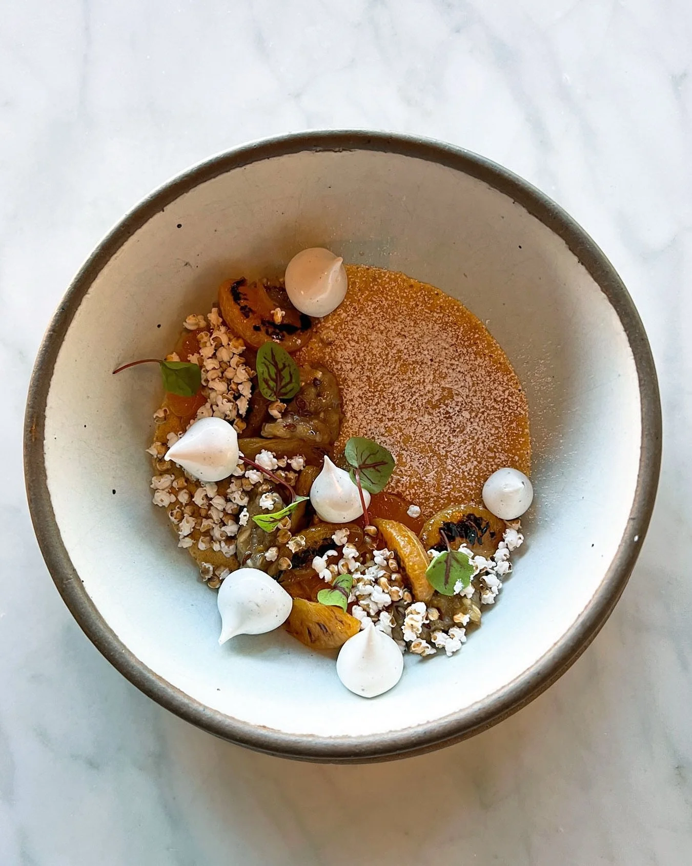 The change in season brings new ingredients to Bacchanalia&rsquo;s table &mdash; Bingo mandarin, warm citrus pudding, ancient grains and popped sorghum 🍂